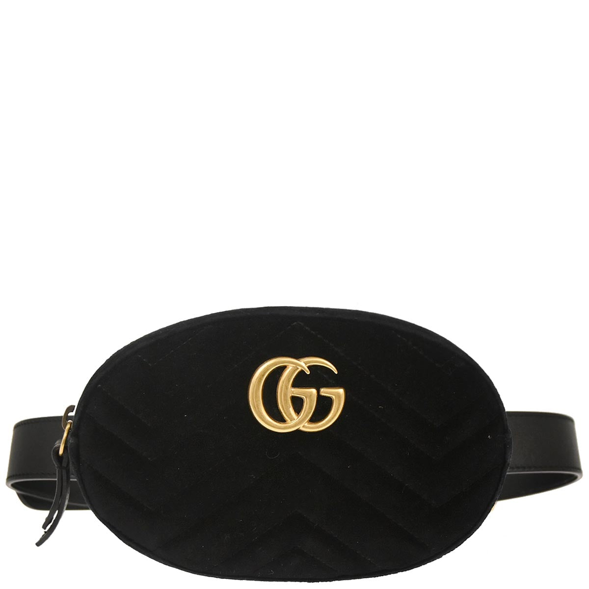 Gucci Black Velvet GG Marmont Belt Bum Bag