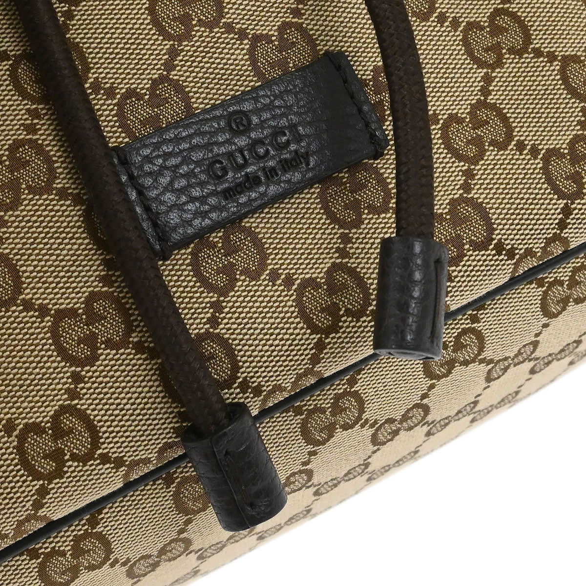 Gucci Brown Beige GG Drawstring Backpack