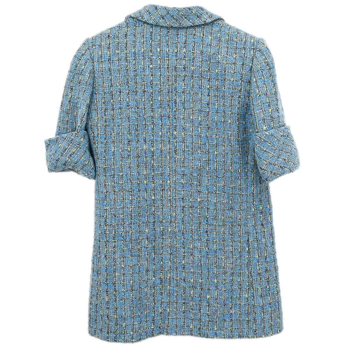 Chanel 2017 Short Sleeve Tweed Jacket Coat Blue #36