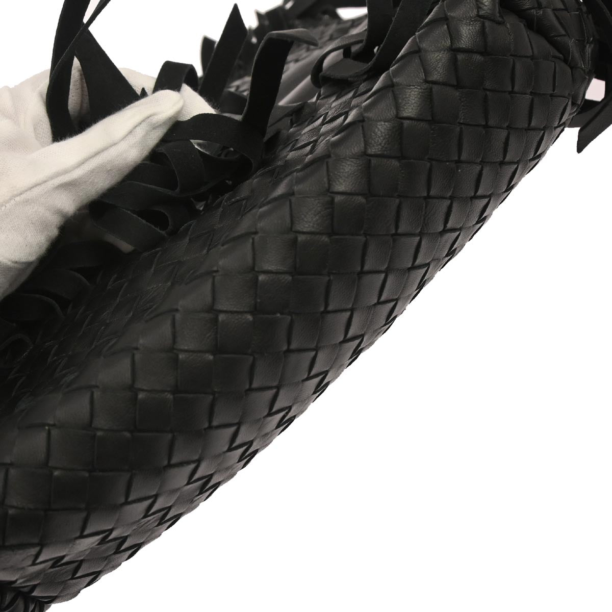 Bottega Veneta Black Intrecciato Fringe Tote Bag