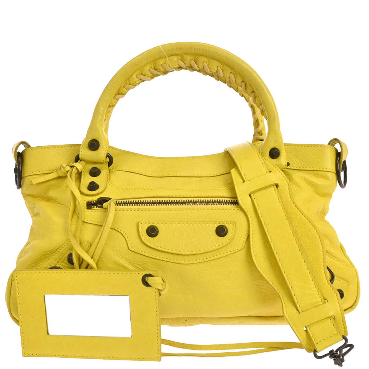 Balenciaga Yellow Lambkin The First 2way Shoulder Handbag