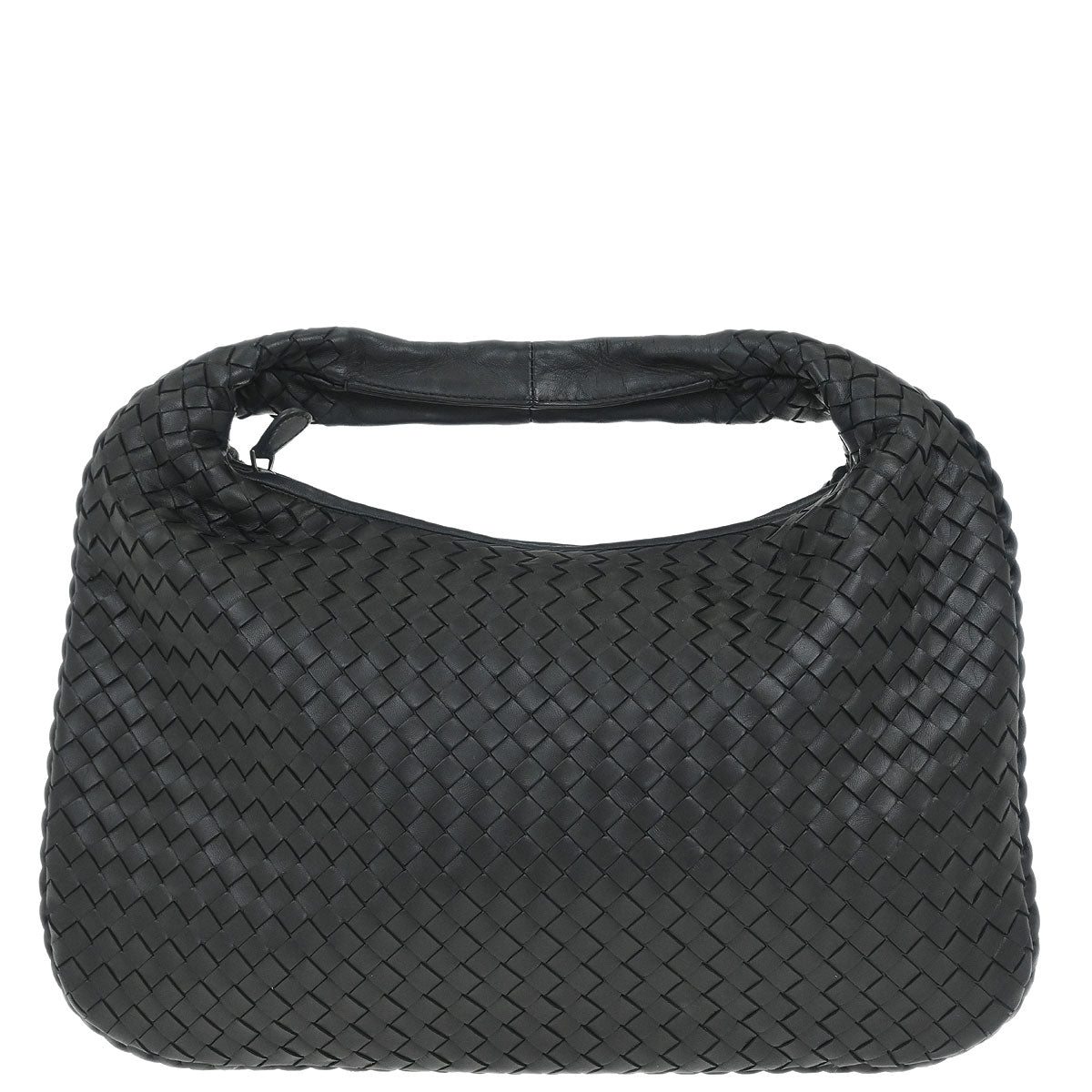 Bottega Veneta Black Lambskin Intrecciato Hobo Handbag
