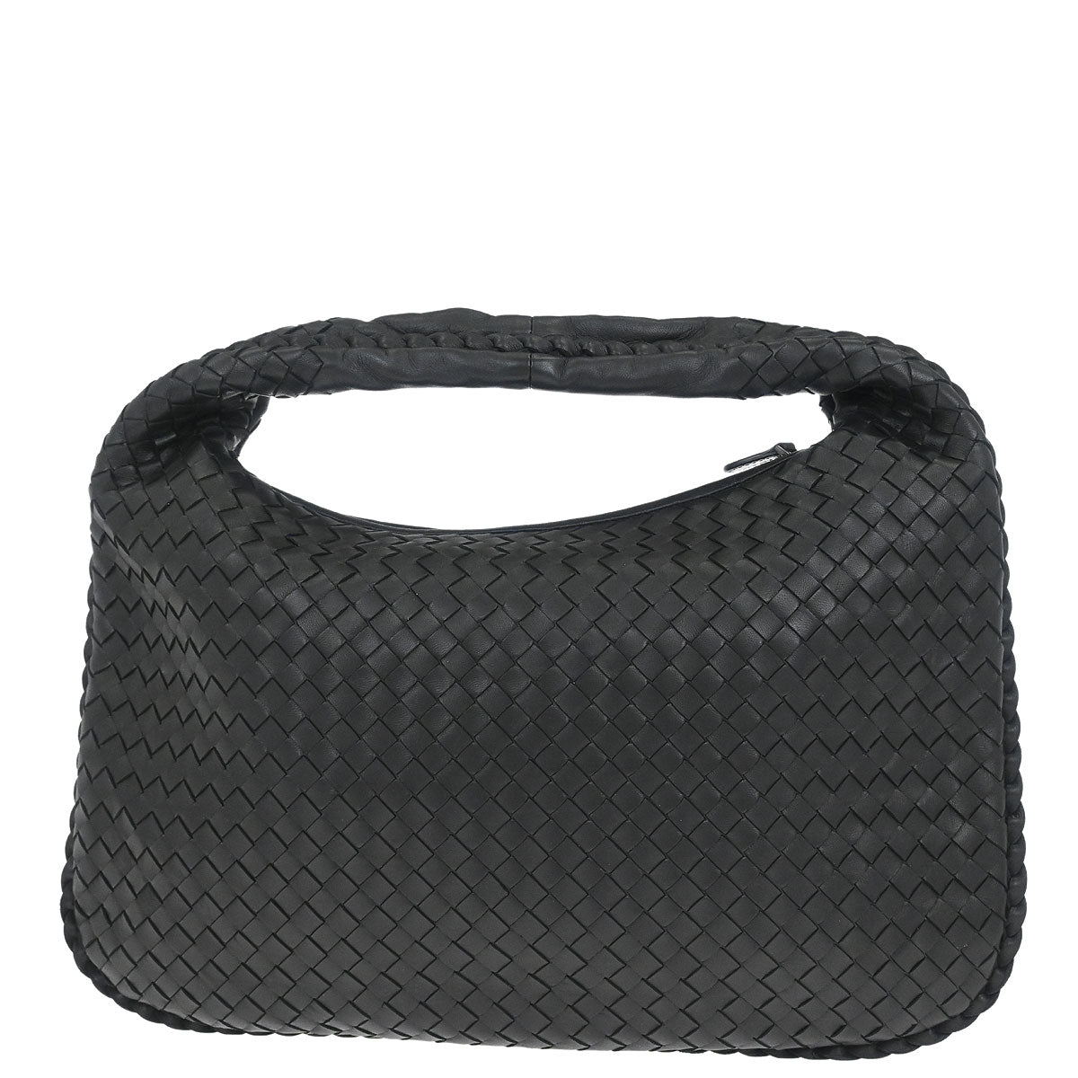 Bottega Veneta Black Lambskin Intrecciato Hobo Handbag