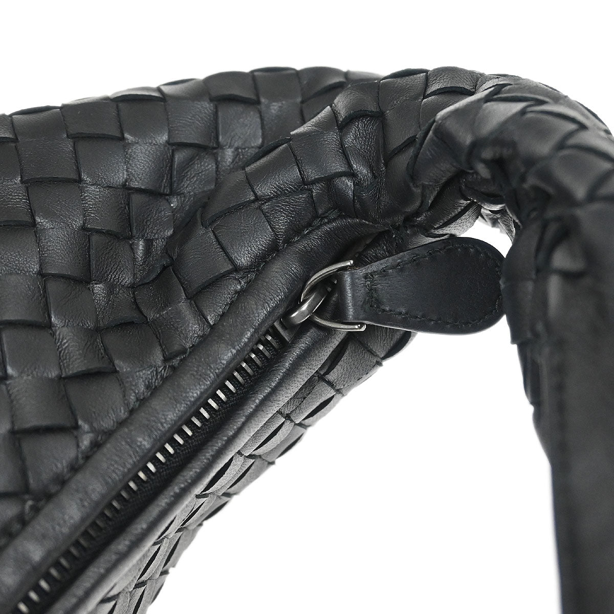 Bottega Veneta Black Lambskin Intrecciato Hobo Handbag