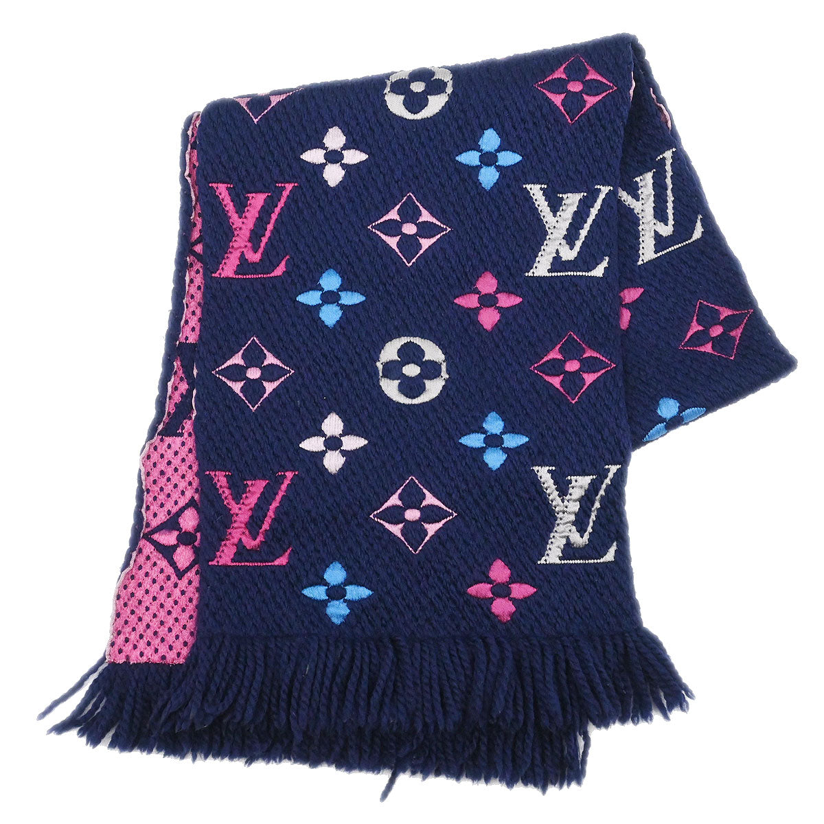 Louis Vuitton Navy Monogram Echarpe Logomania Rainbow Scarf M70899