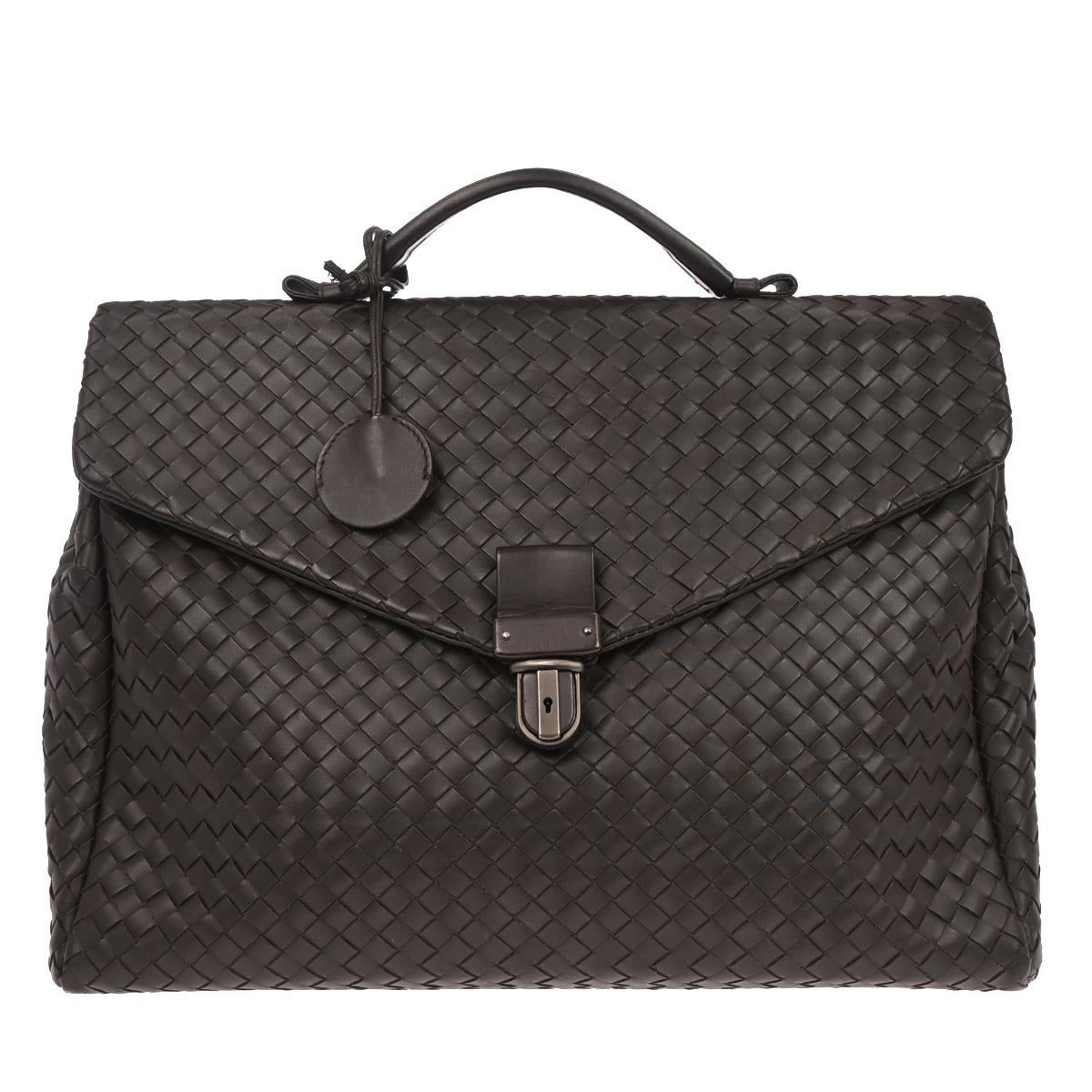 Bottega Veneta Brown Calfskin Intrecciato Briefcase Handbag