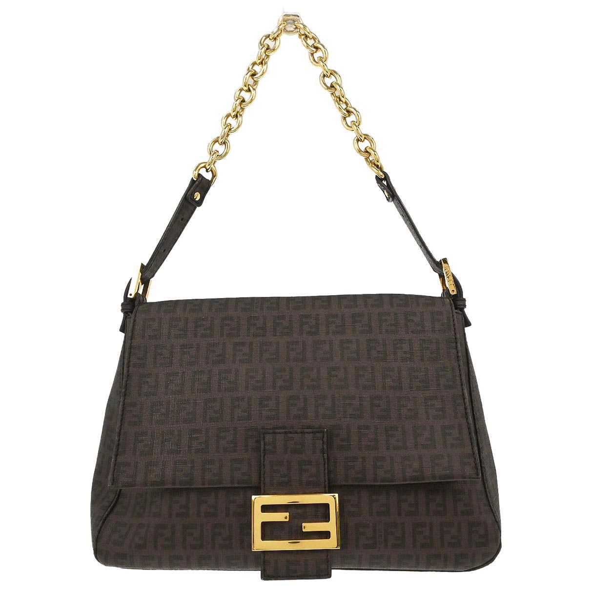 Fendi Brown PVC Zucchino Mamma Baguette Handbag