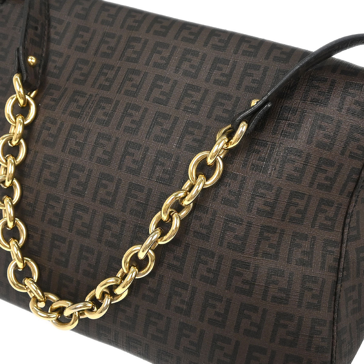 Fendi Brown PVC Zucchino Mamma Baguette Handbag