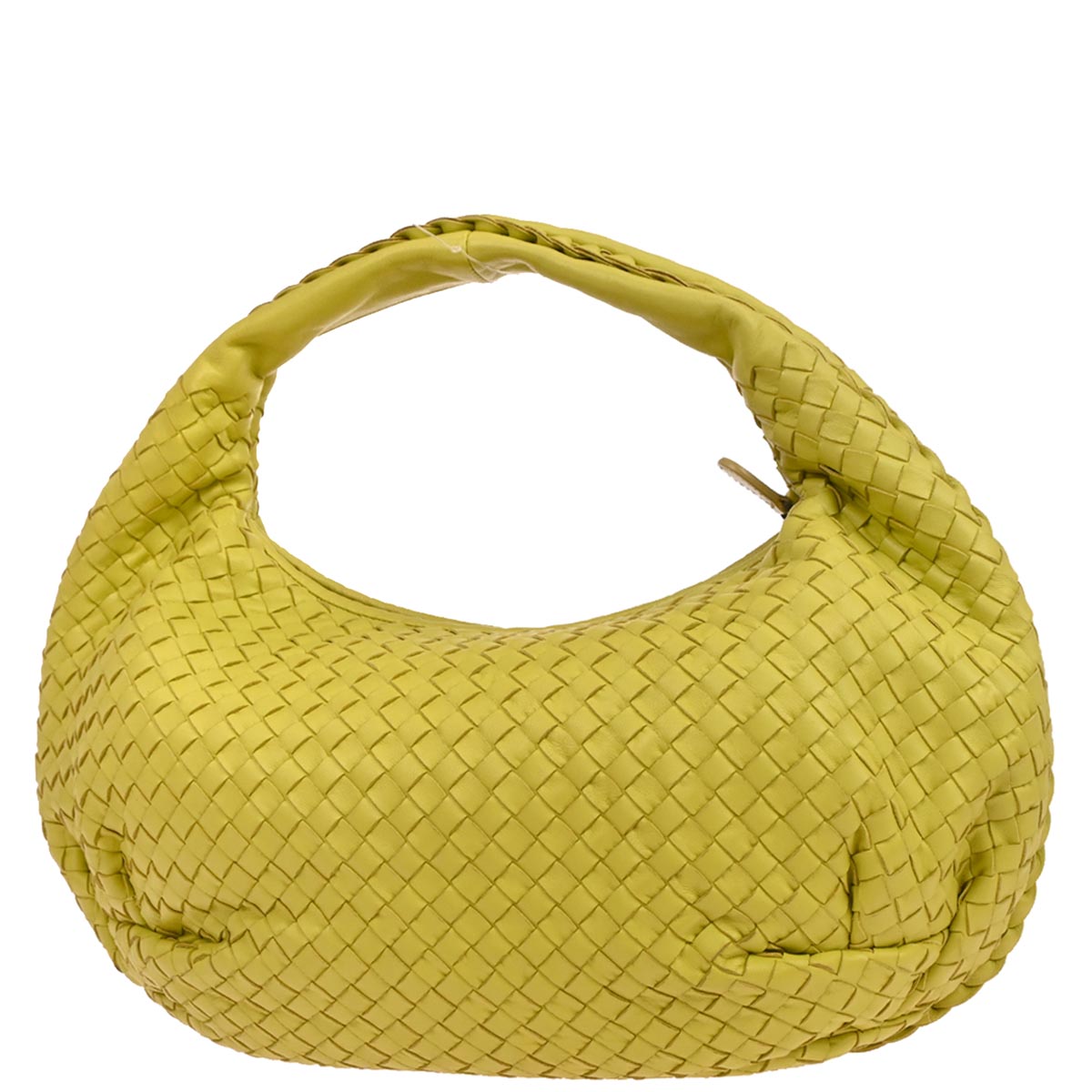 Bottega Veneta Yellow Lambskin Intrecciato Hobo Handbag