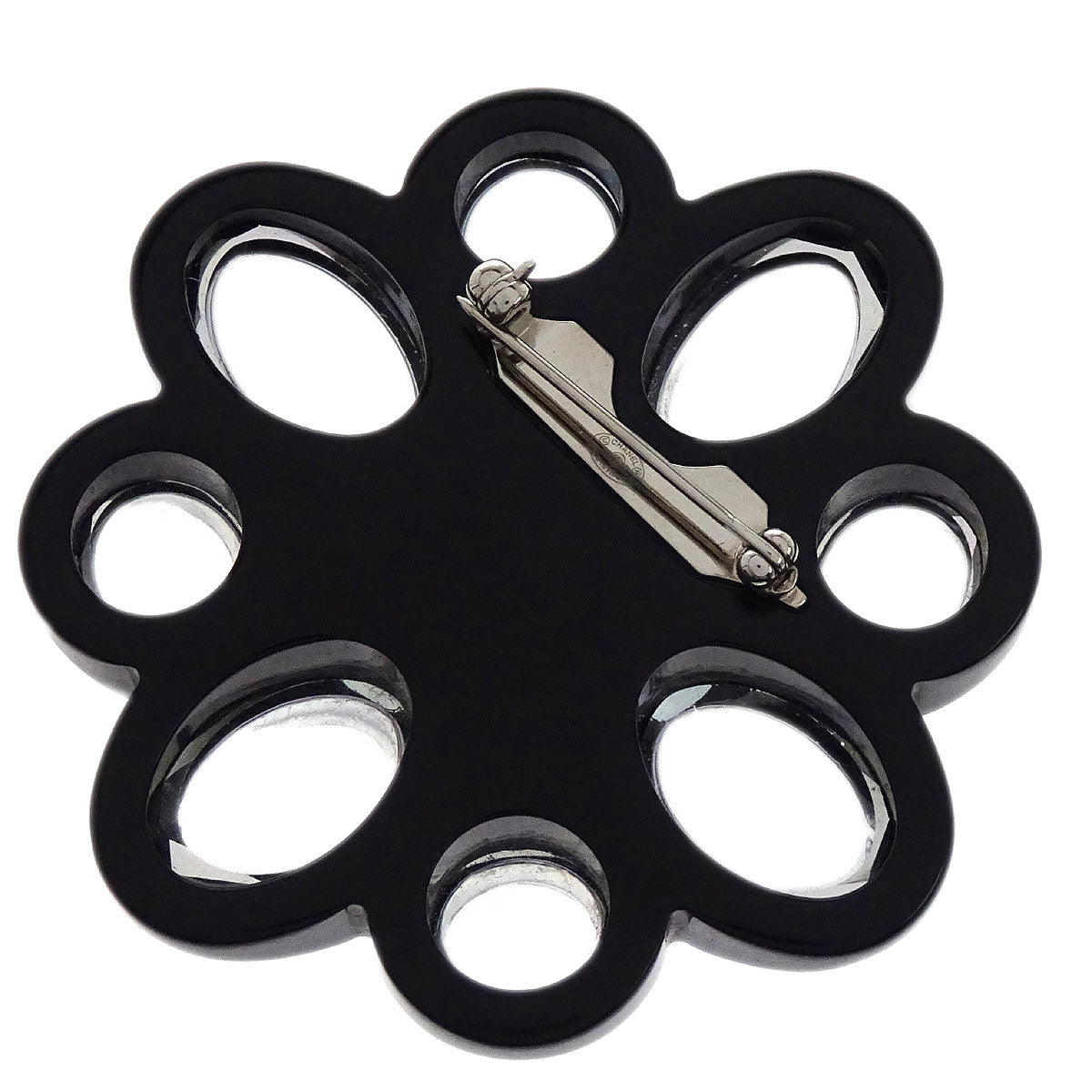 Chanel CC Brooch Pin Rhinestone Black 16P