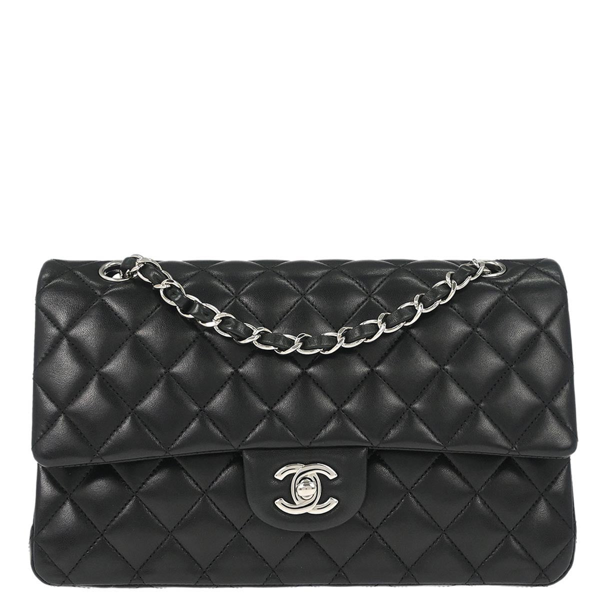 Chanel 2012 Black Lambskin Medium Classic Double Flap Shoulder Bag