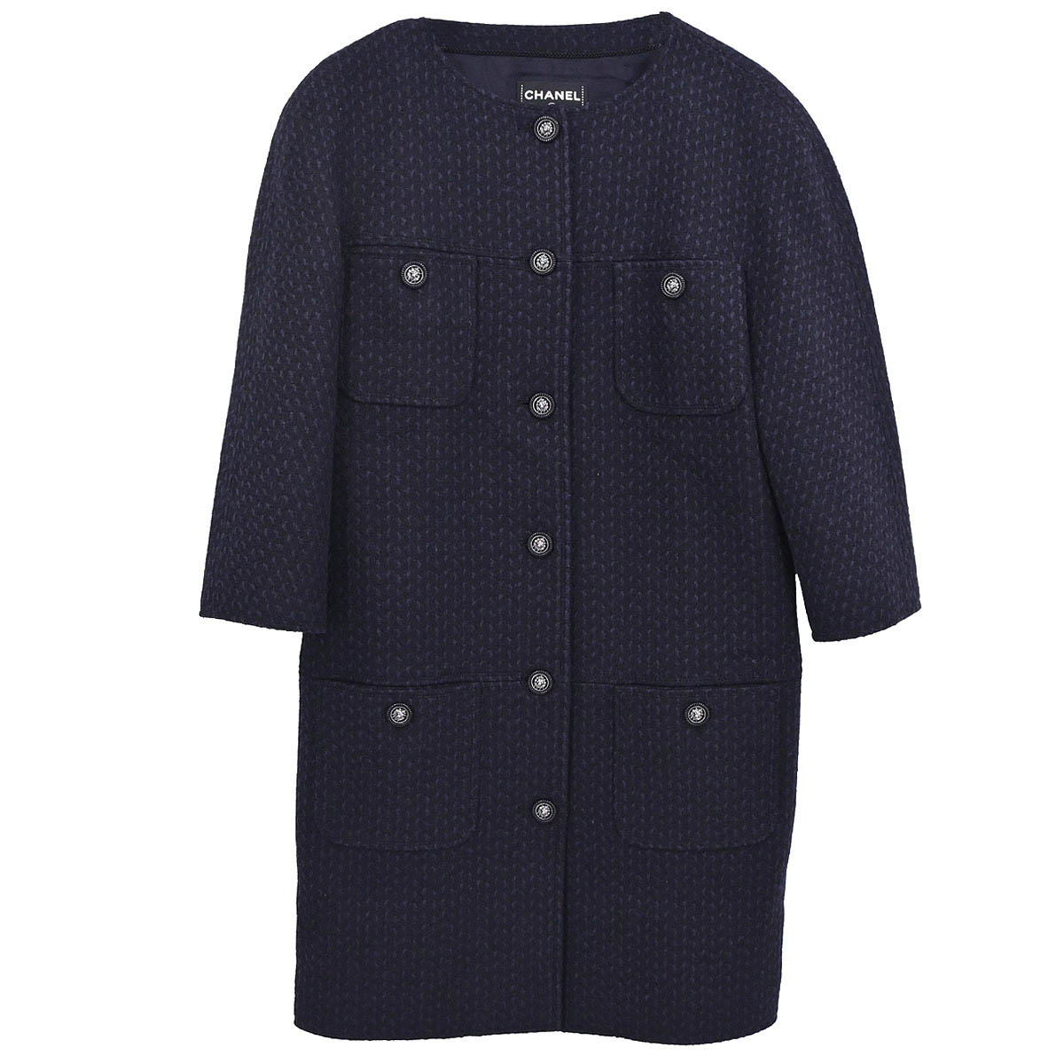 Chanel 2014-2015 Collarless Coat Navy #40
