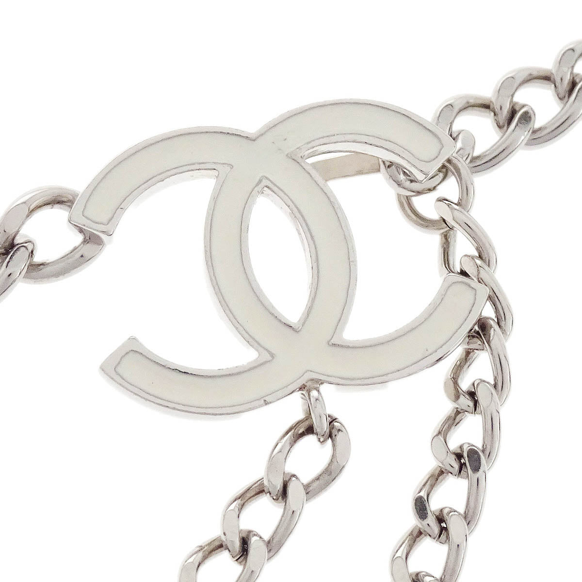 Chanel Silver Chain Belt CC A12W Small Good