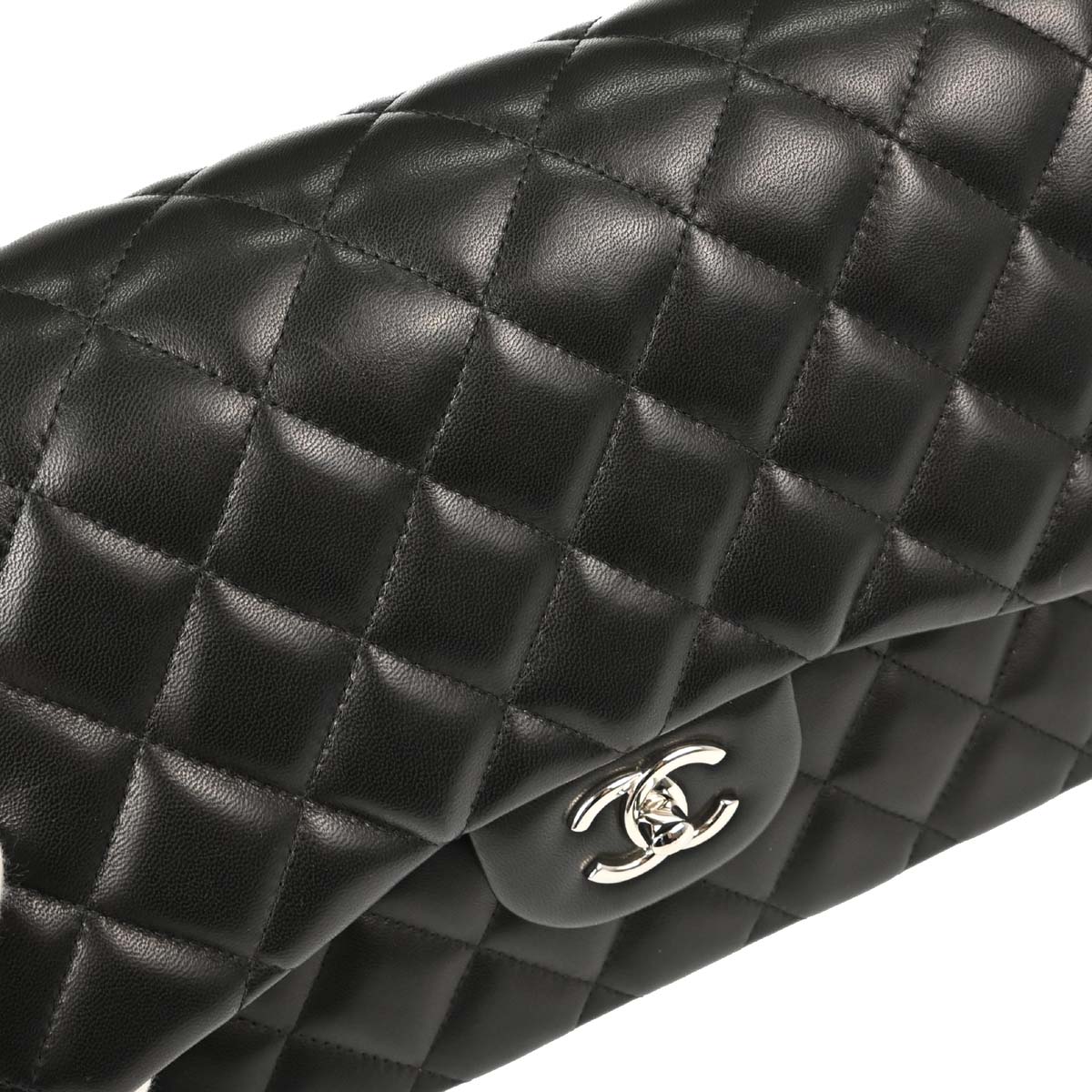 Chanel Black Lambskin Jumbo Classic Double Flap Shoulder Bag