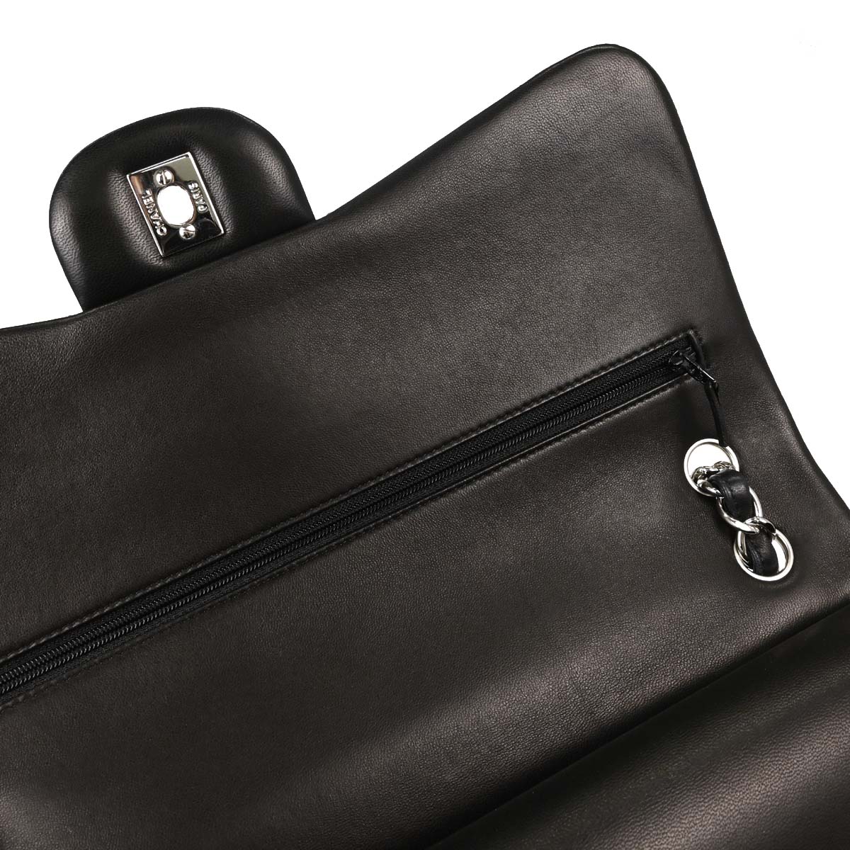Chanel Black Lambskin Jumbo Classic Double Flap Shoulder Bag