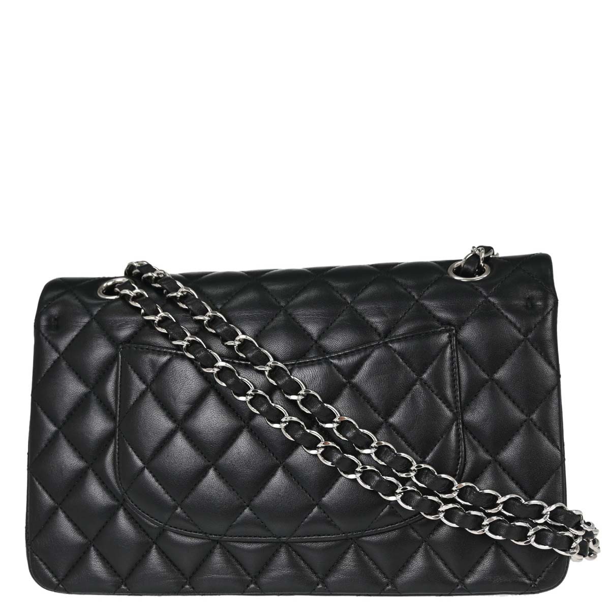 Chanel 2015-2016 Black Lambskin Medium Classic Double Flap Shoulder Bag