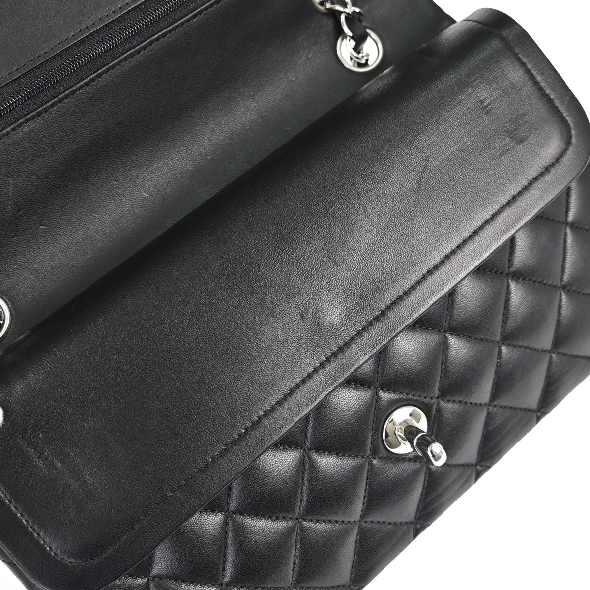 Chanel 2015-2016 Black Lambskin Medium Classic Double Flap Shoulder Bag
