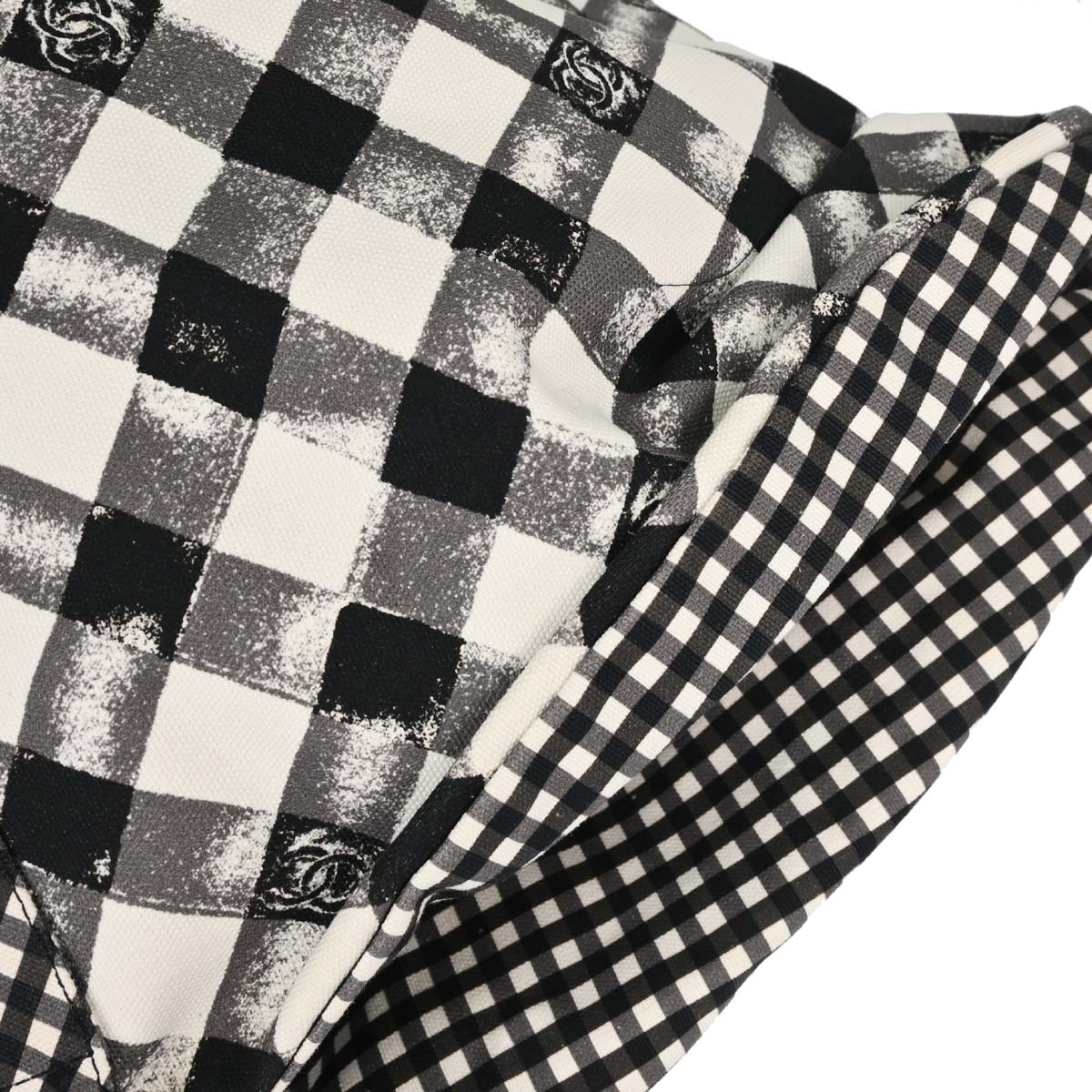 Chanel 2011 Black White Canvas Gingham Check Tote Handbag