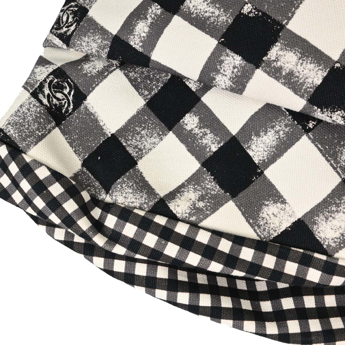 Chanel 2011 Black White Canvas Gingham Check Tote Handbag