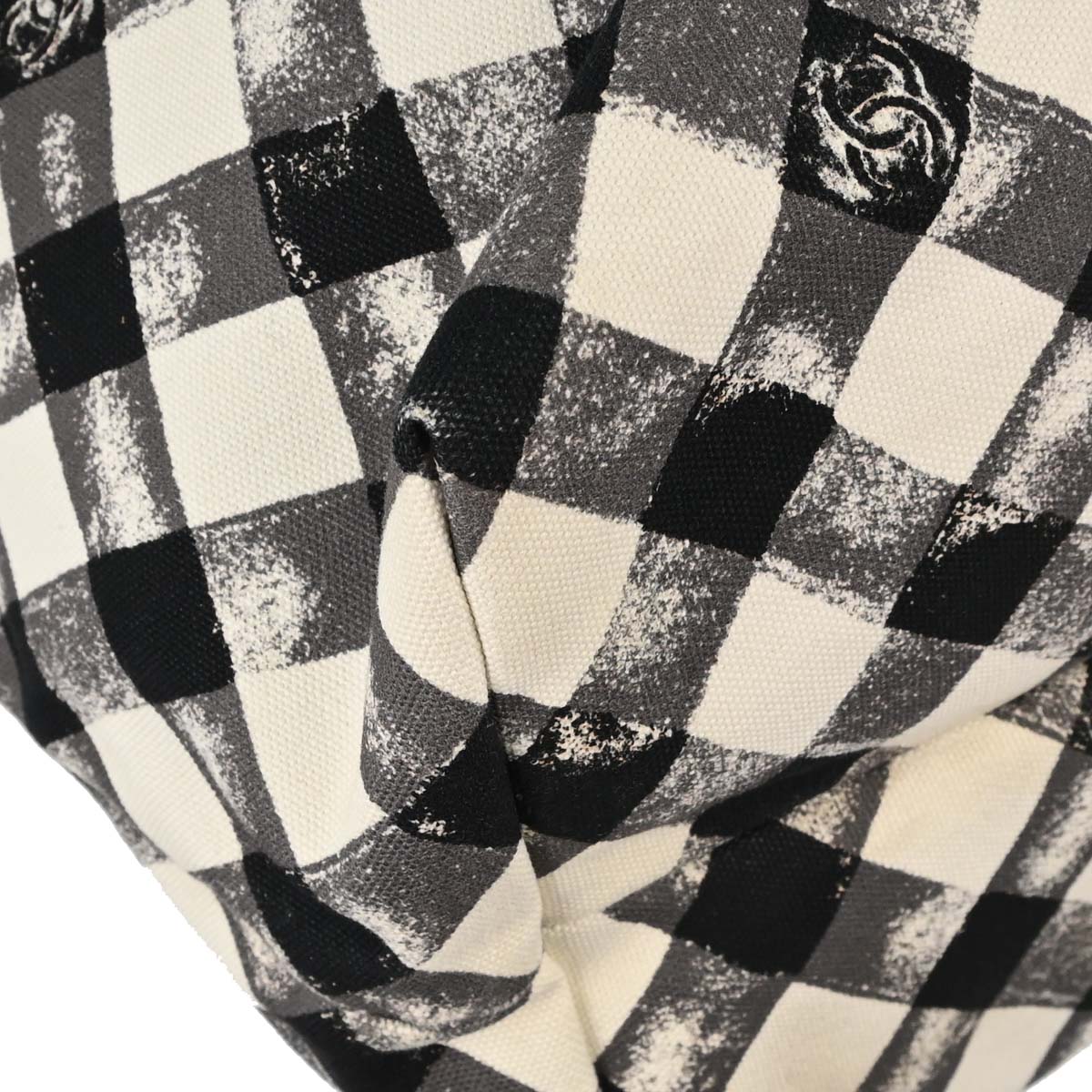 Chanel 2011 Black White Canvas Gingham Check Tote Handbag