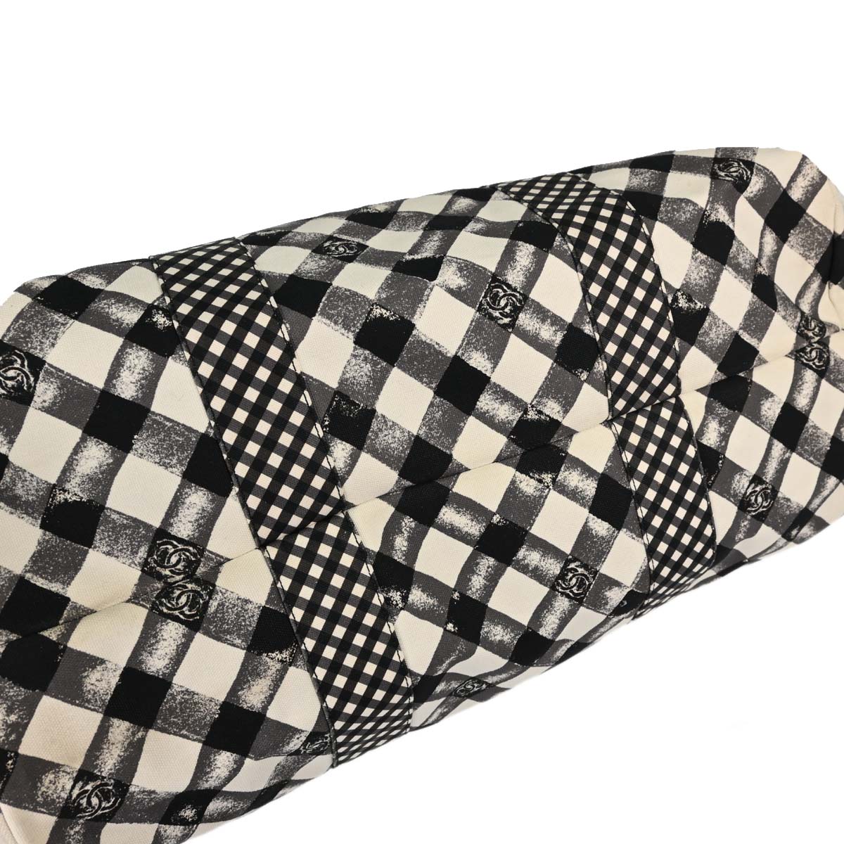 Chanel 2011 Black White Canvas Gingham Check Tote Handbag