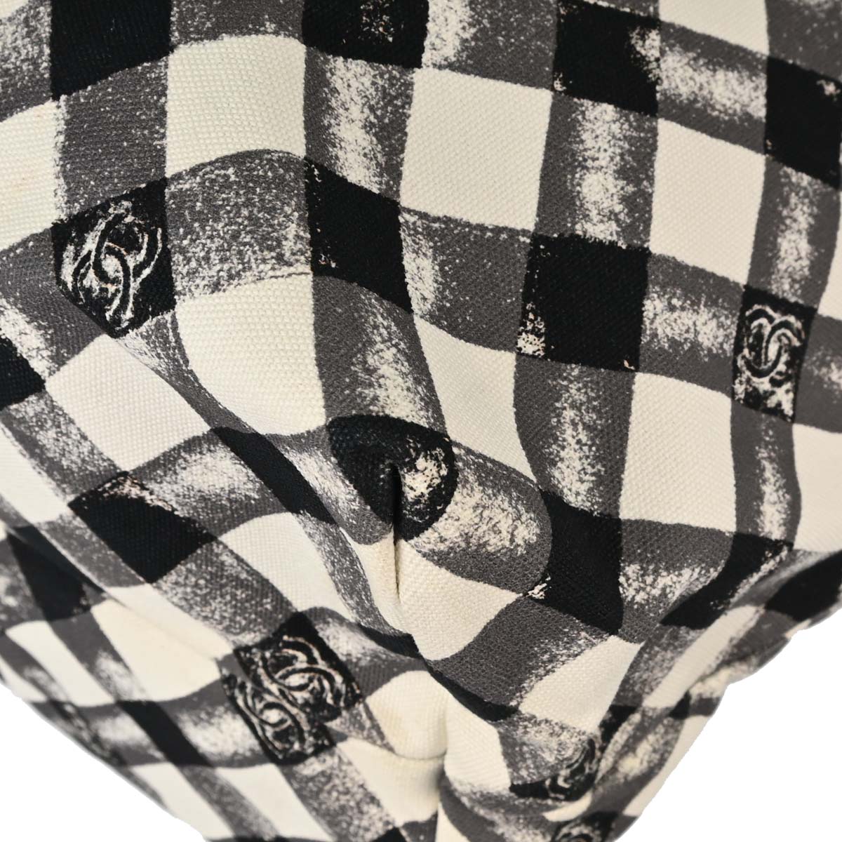 Chanel 2011 Black White Canvas Gingham Check Tote Handbag