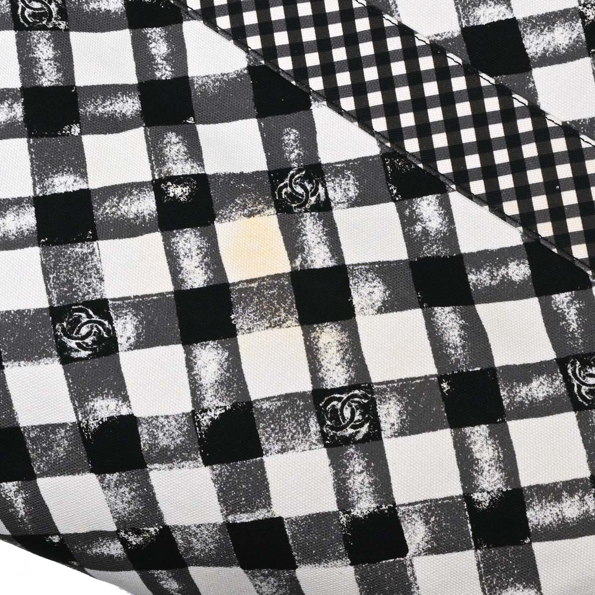 Chanel 2011 Black White Canvas Gingham Check Tote Handbag