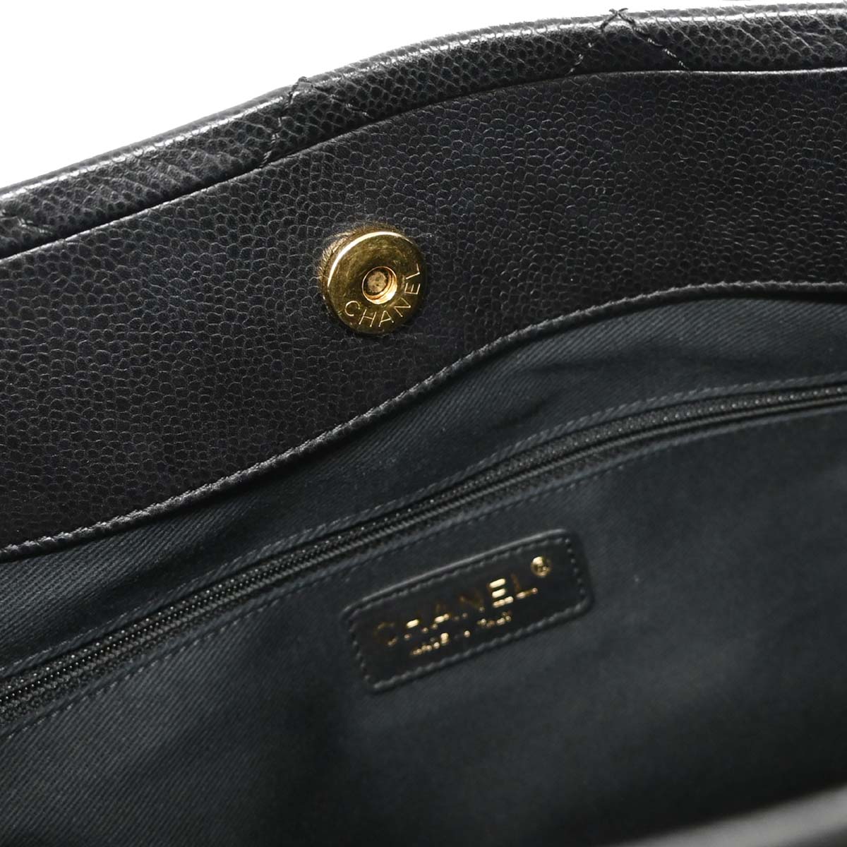 Chanel Black Caviar Skin Timeless Shopping Tote Chain Handbag