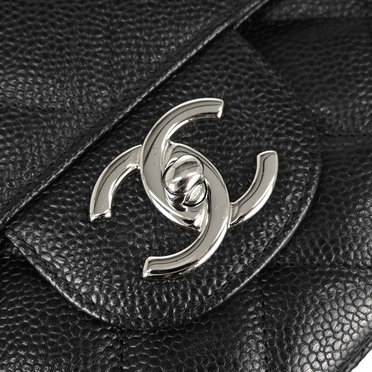 Chanel 2013-2014 Black Caviar Skin Maxi Classic Double Flap Shoulder Bag