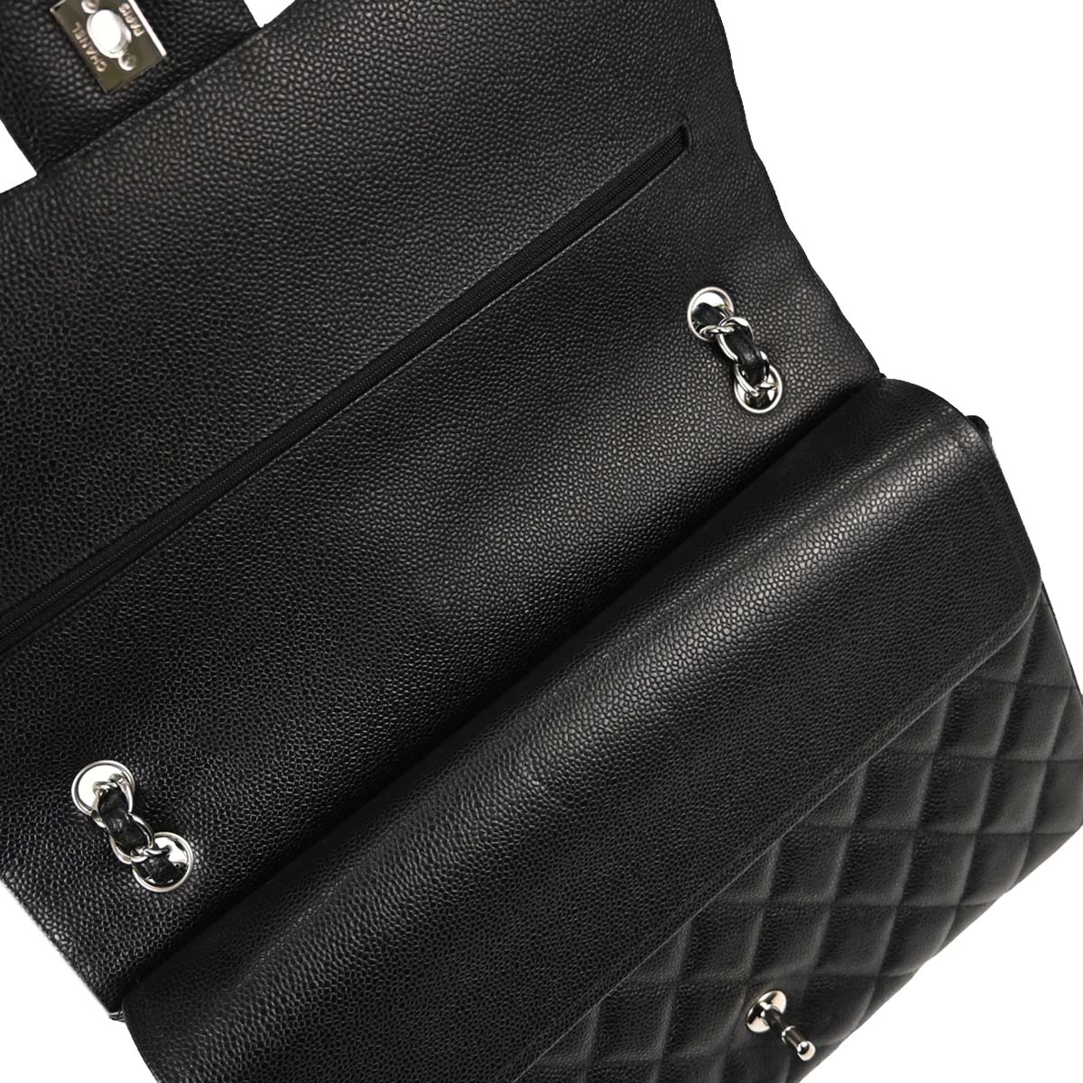 Chanel 2013-2014 Black Caviar Skin Maxi Classic Double Flap Shoulder Bag