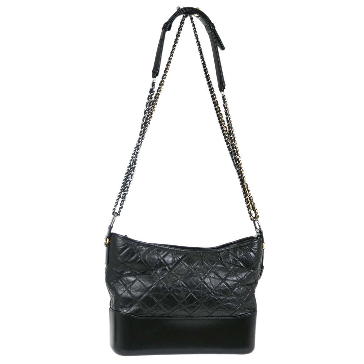 Chanel Black Calfskin Lambskin Medium Gabrielle Shoulder Bag