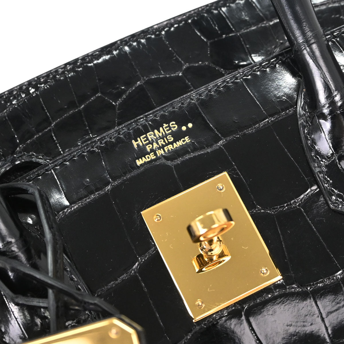 Hermes * Black Niloticus Birkin 30 Handbag