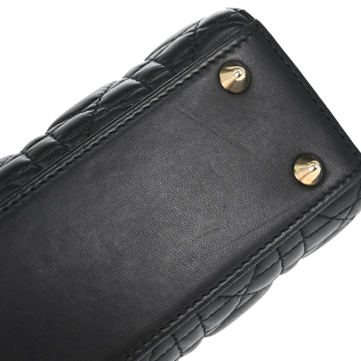Christian Dior Black Lambskin Small Lady Dior Cannage 2way Shoulder Handbag