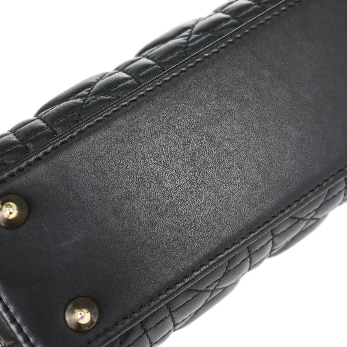 Christian Dior Black Lambskin Small Lady Dior Cannage 2way Shoulder Handbag