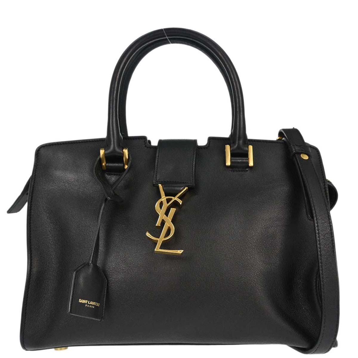 Saint Laurent Black Calfskin Baby Cabas 2way Shoulder Handbag