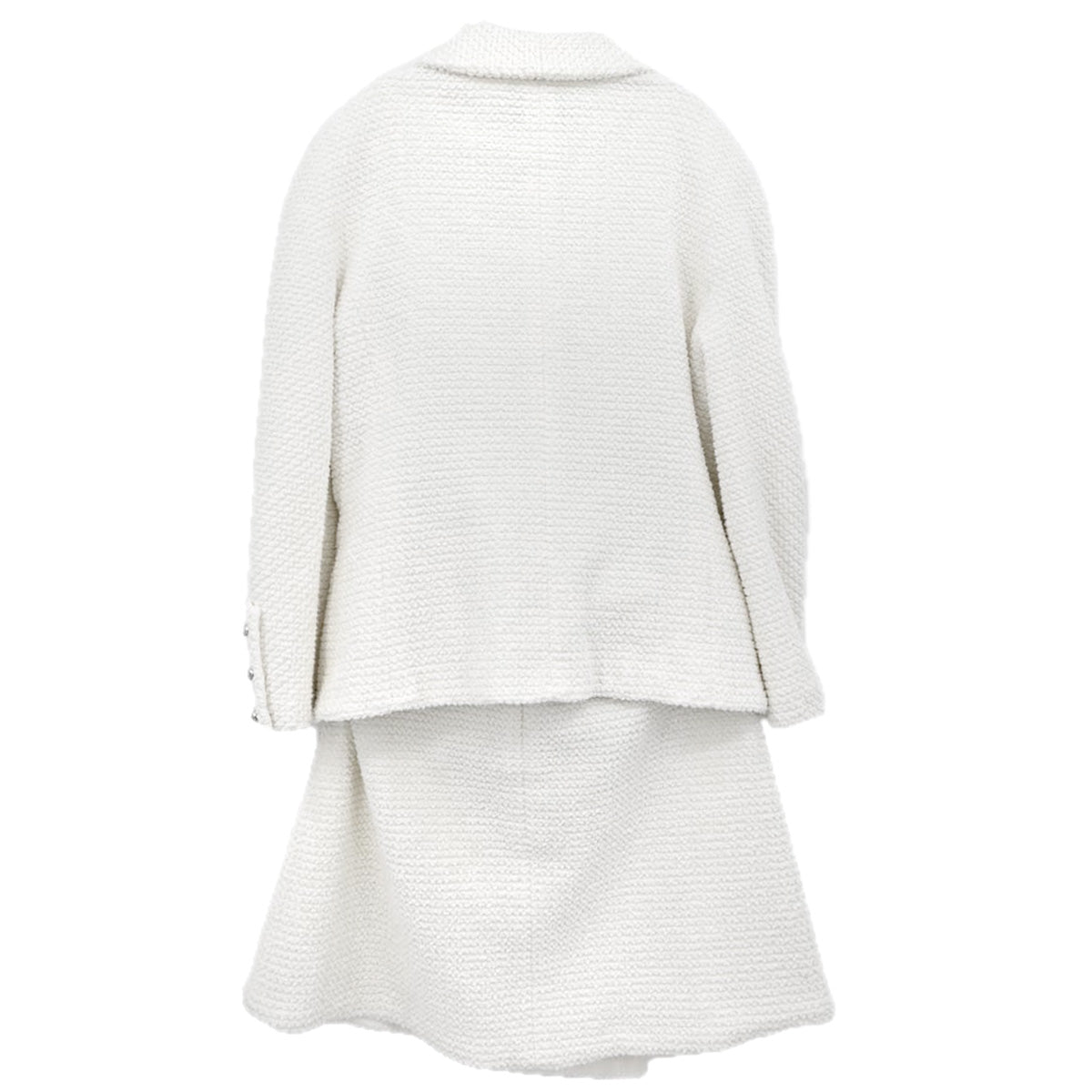 Chanel 2011 Setup Suit Jacket Skirt White Tweed #42