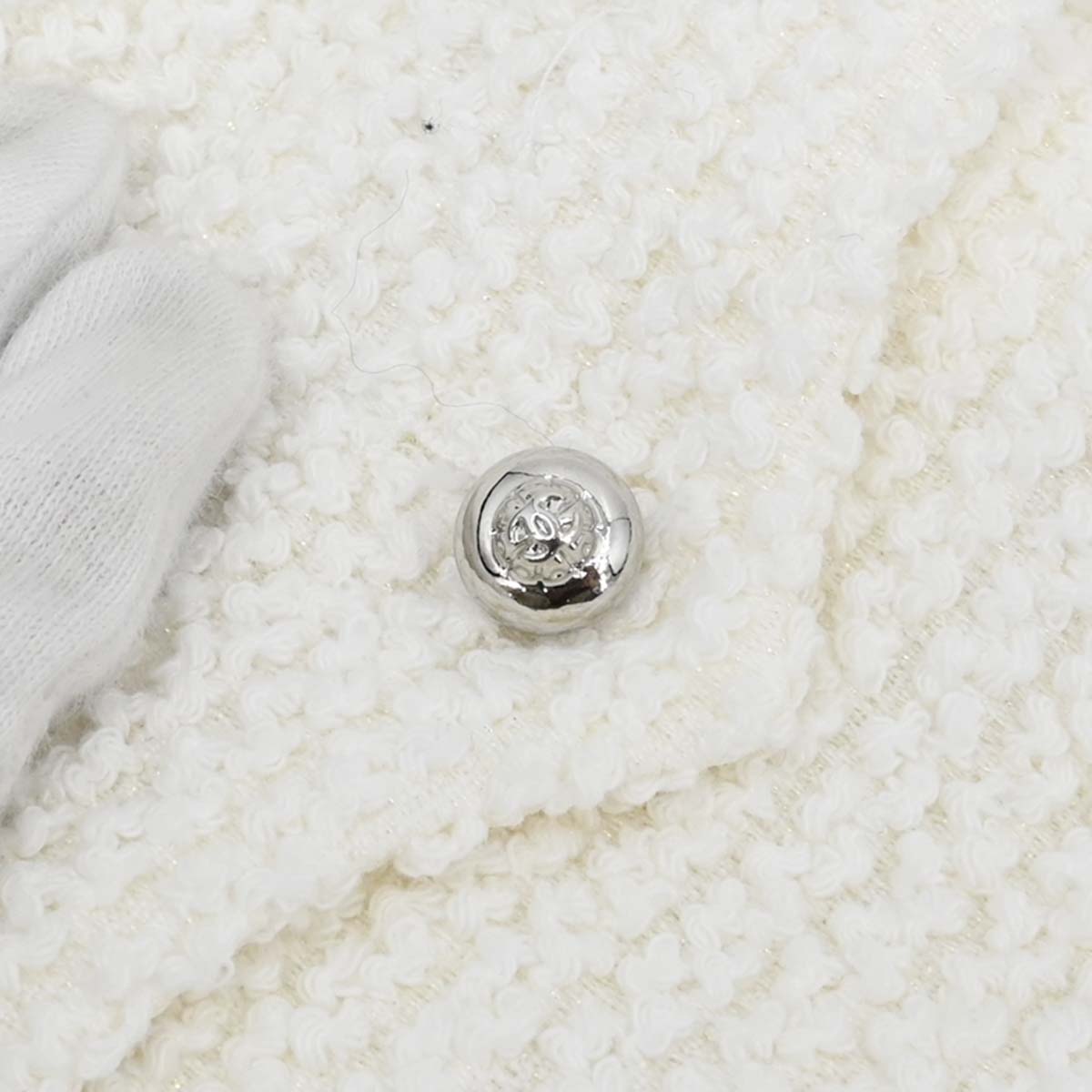 Chanel 2011 Setup Suit Jacket Skirt White Tweed #42