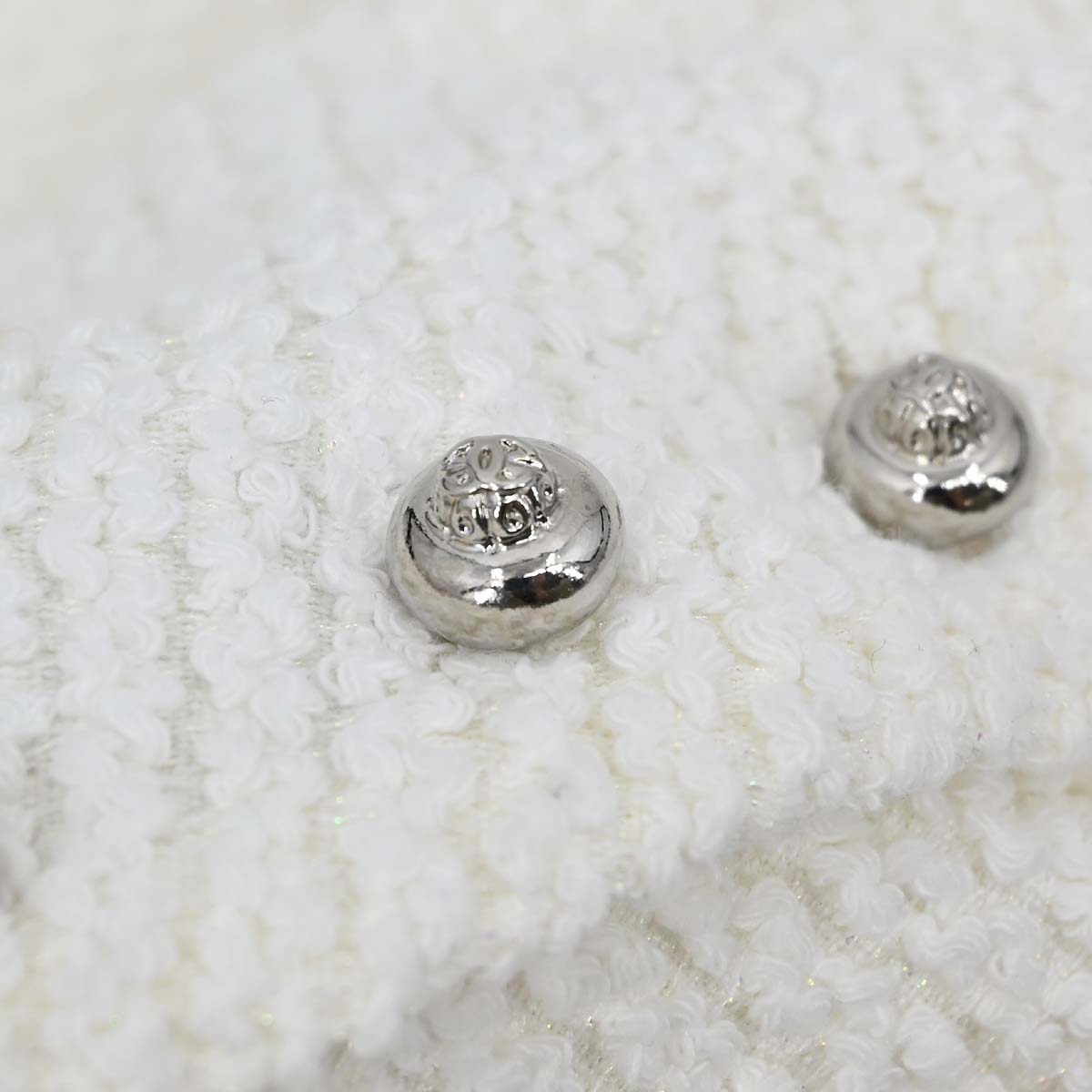 Chanel 2011 Setup Suit Jacket Skirt White Tweed #42