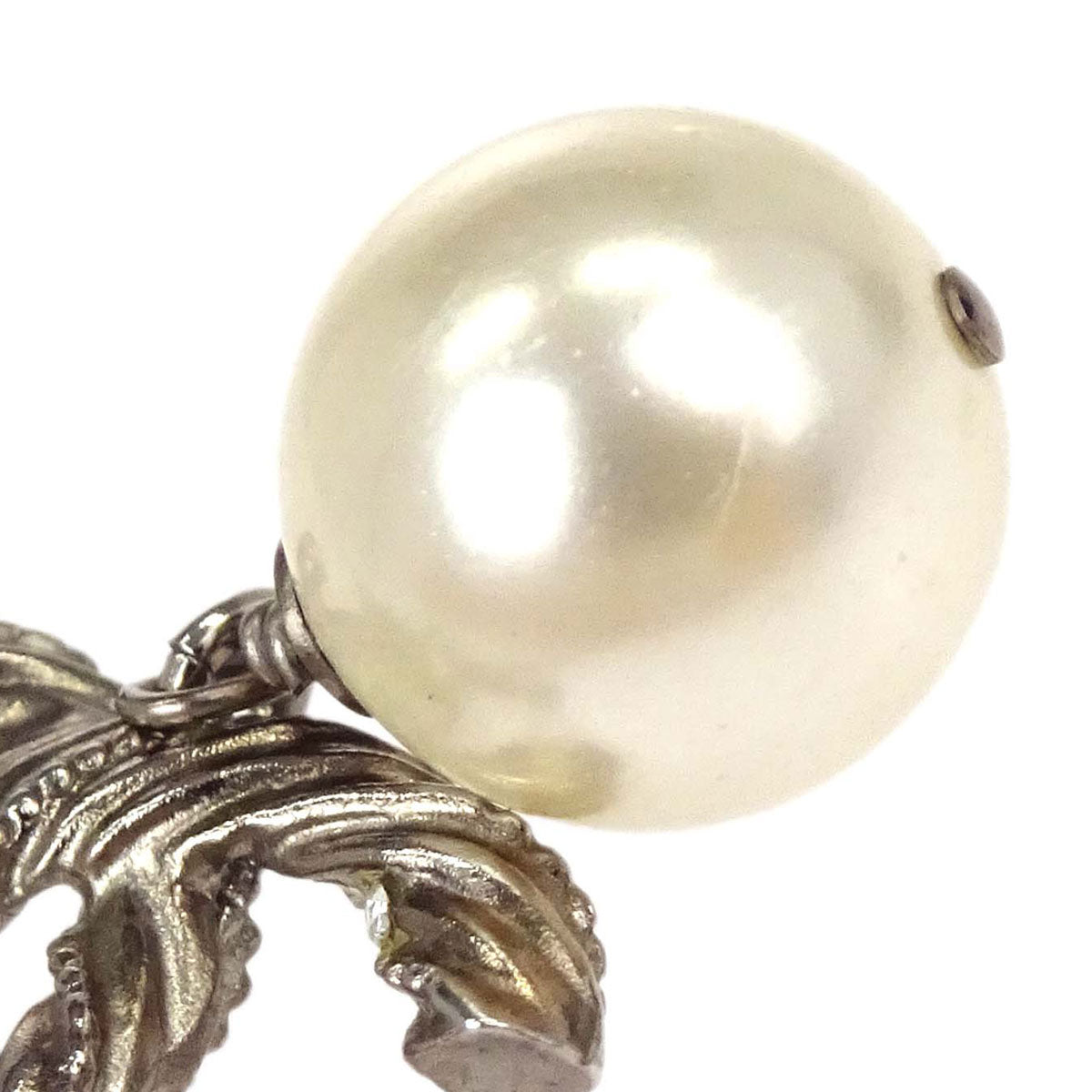 Chanel Rhinestone Costume Pearl Gold CC Pendant Necklace C14V