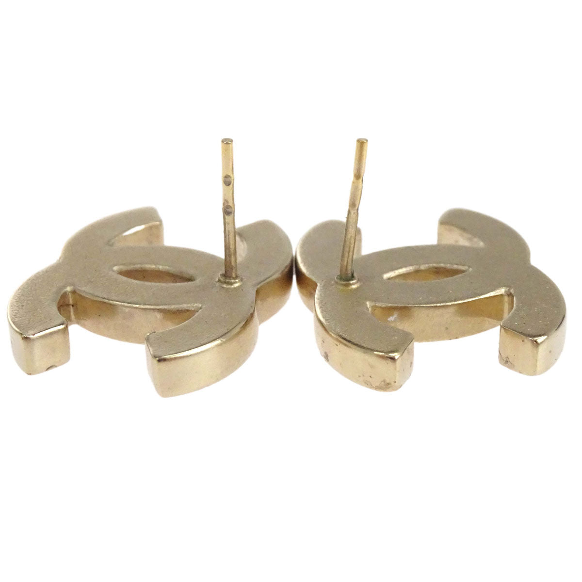 Chanel Pierced Earrings CC Gold B14K