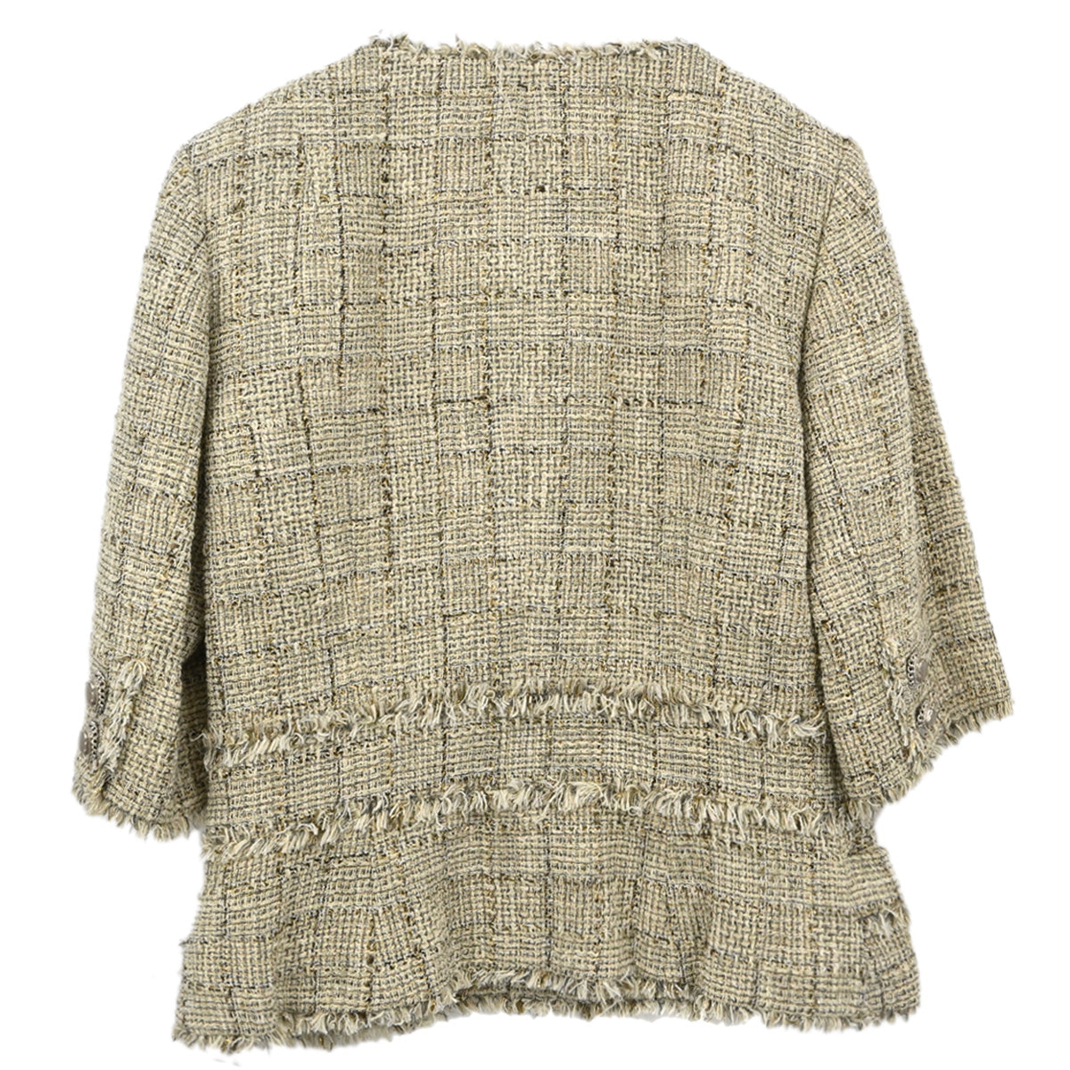 Chanel 2010 Collarless Jacket Tweed Beige #38