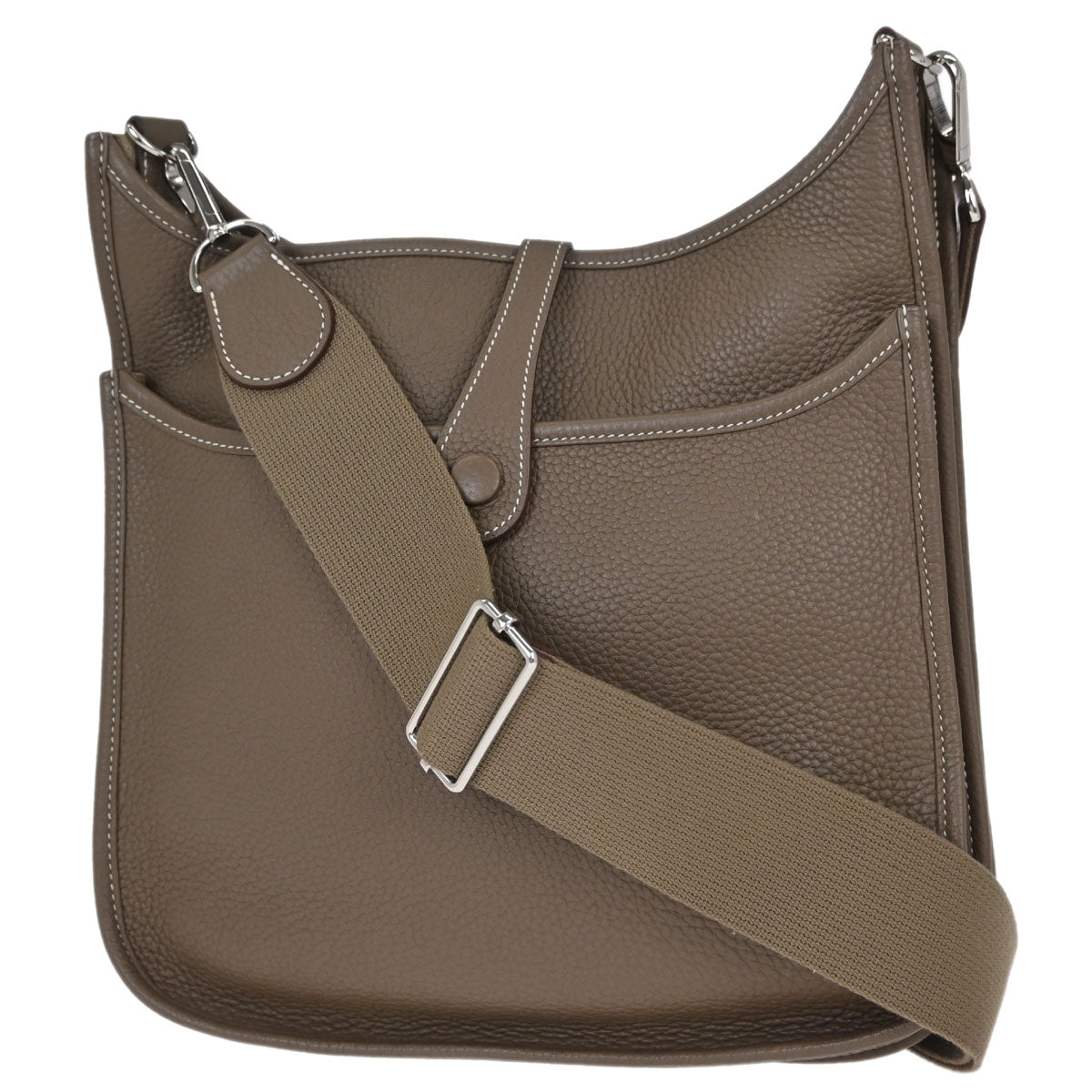 Hermes Etoupe Taurillon Clemence Evelyne 3 29 PM Shoulder Bag