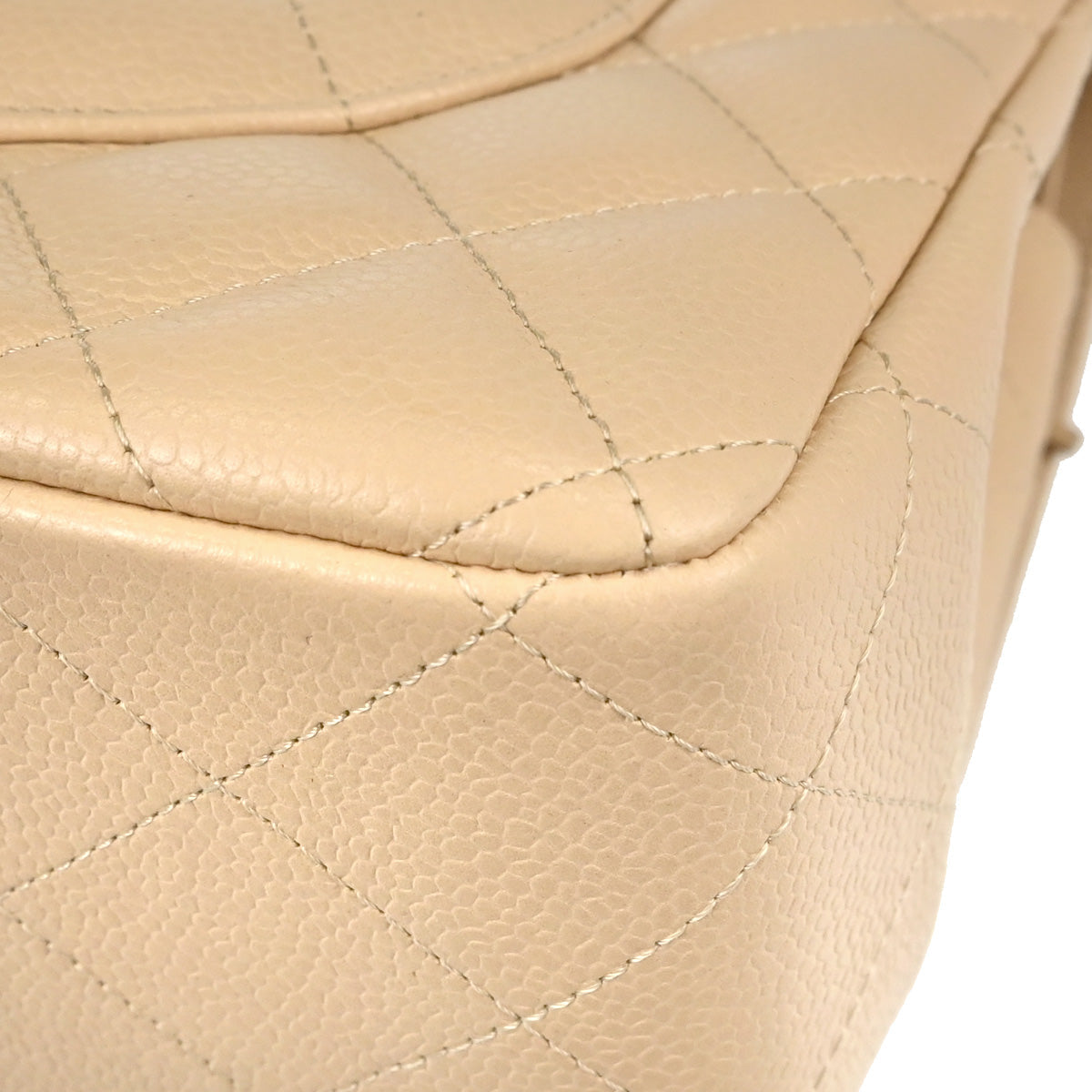 Chanel Beige Caviar Skin Jumbo Classic Double Flap Shoulder Bag