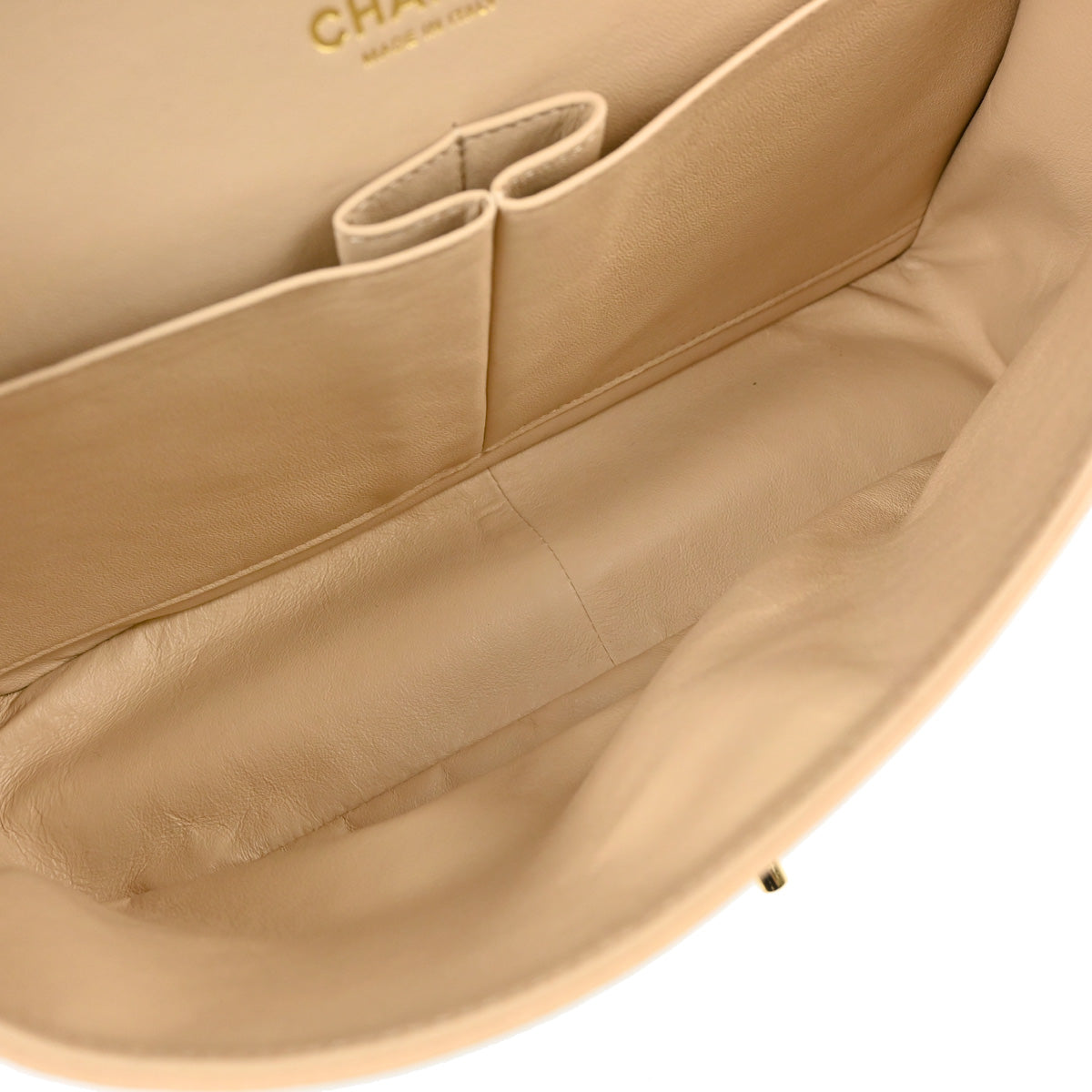 Chanel Beige Caviar Skin Jumbo Classic Double Flap Shoulder Bag