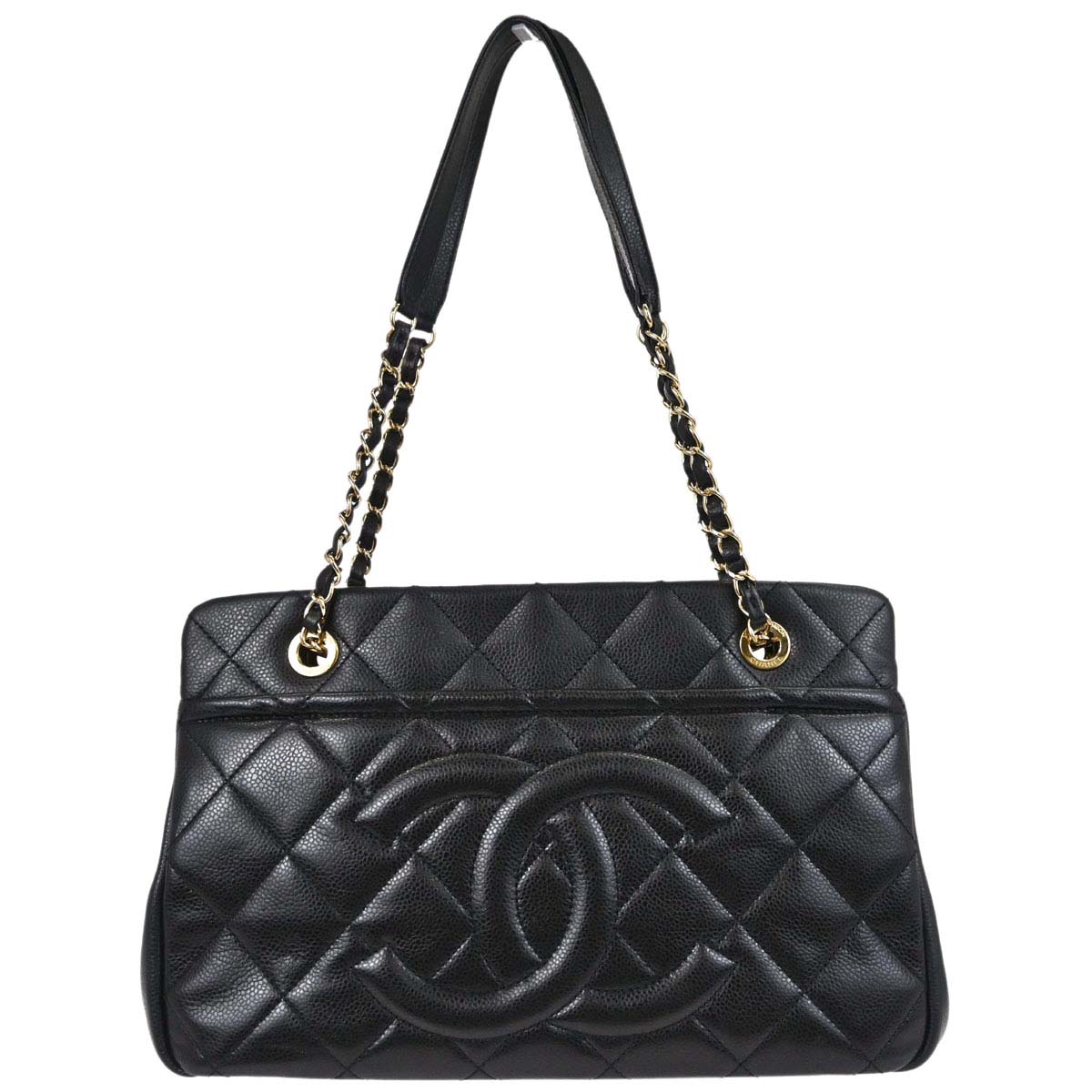Chanel Black Caviar Skin Timeless CC Chain Tote Bag