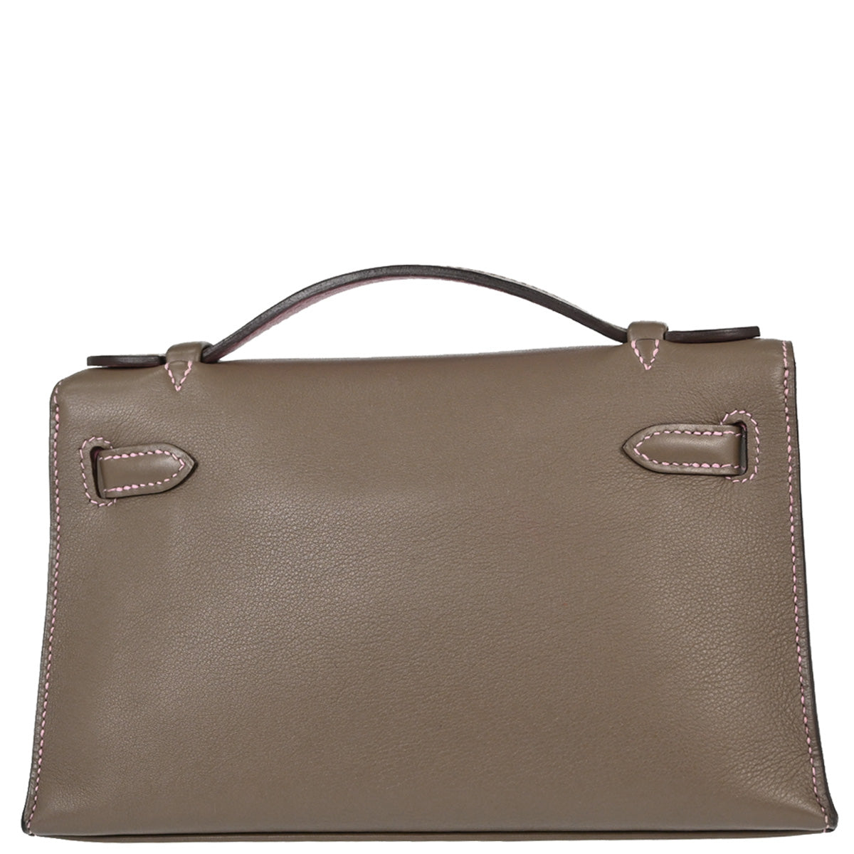 Hermes Etoupe Gray Pink Swift Verso Kelly Pochette Handbag