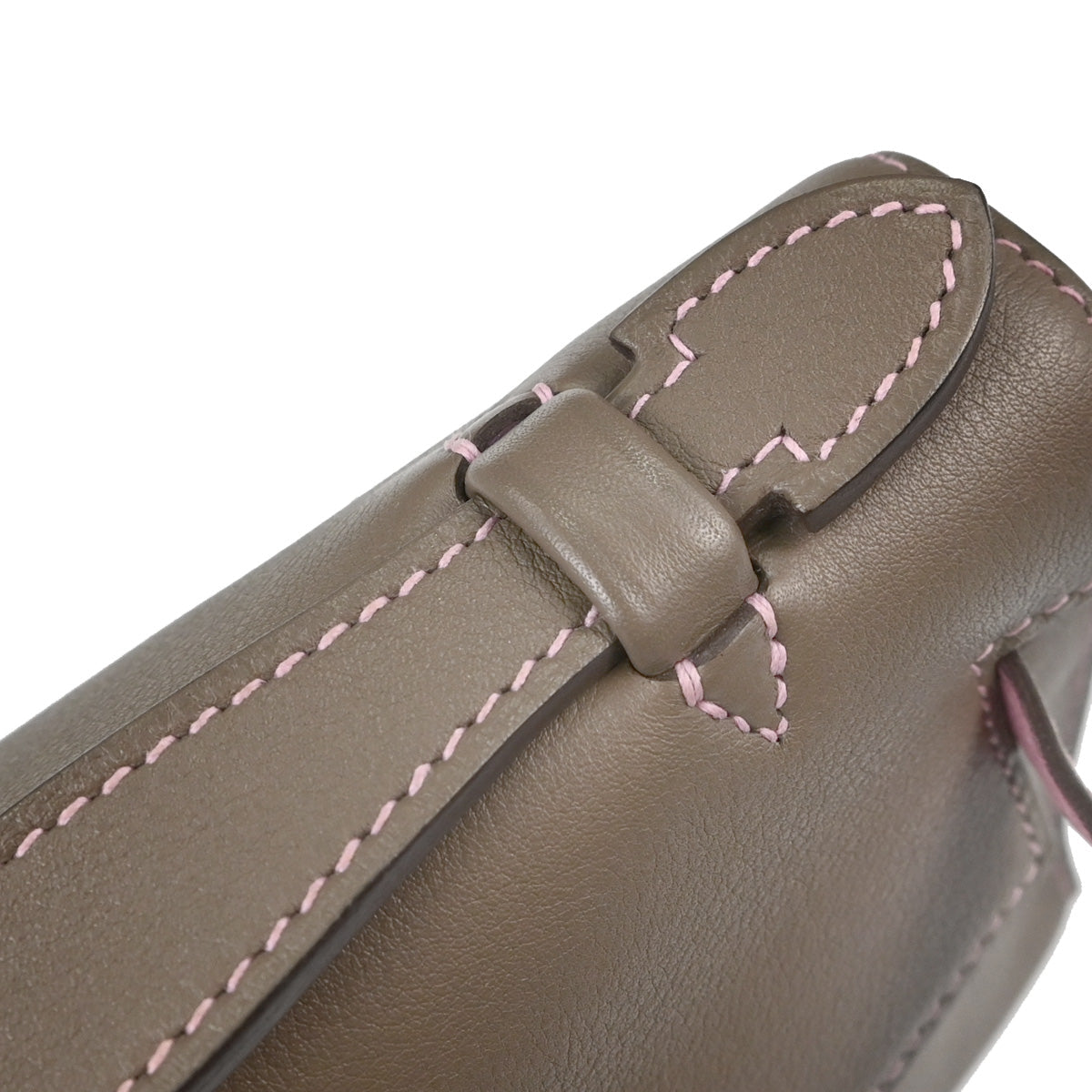 Hermes Etoupe Gray Pink Swift Verso Kelly Pochette Handbag