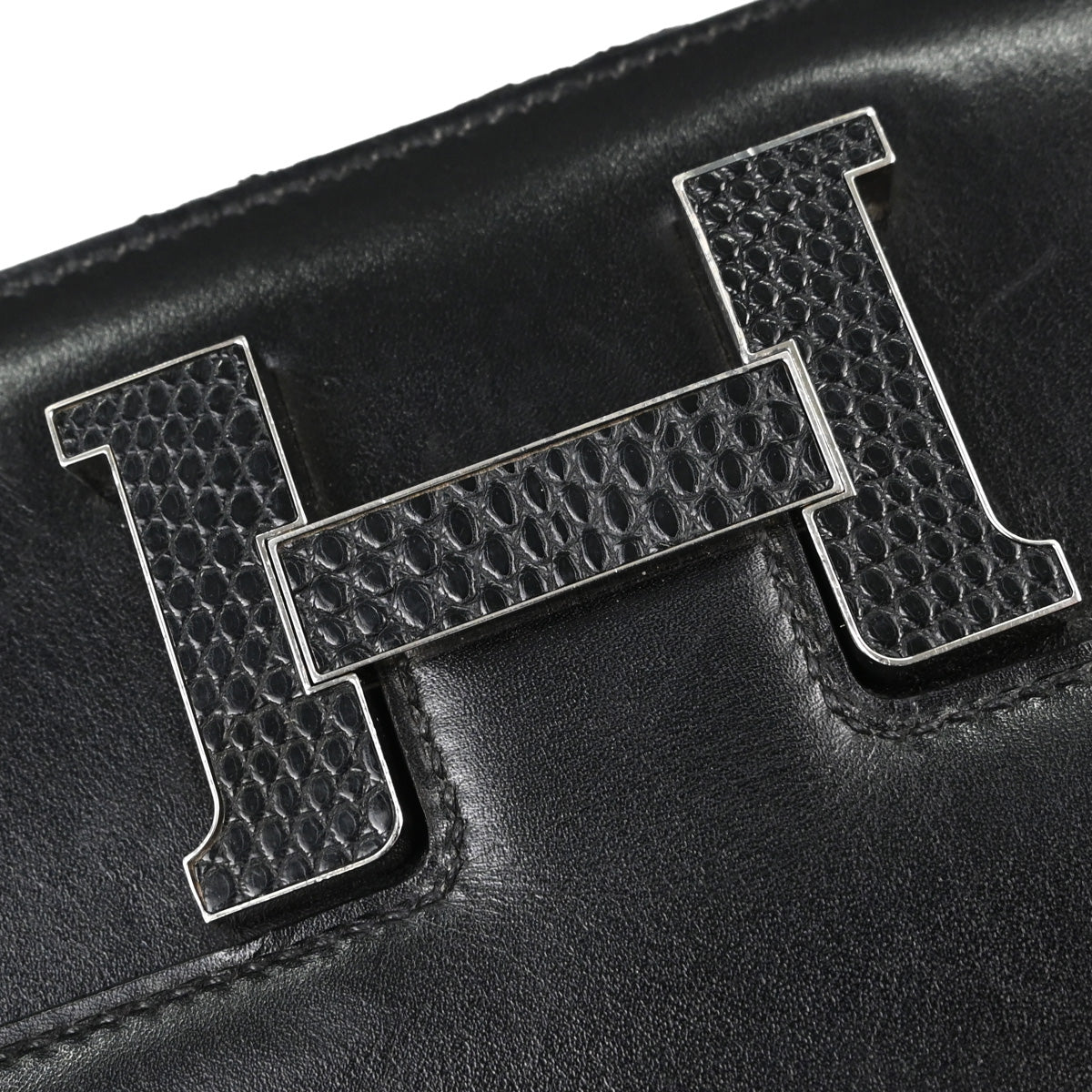 Hermes * Black Box Calf Lizard Constance 18 Shoulder Bag