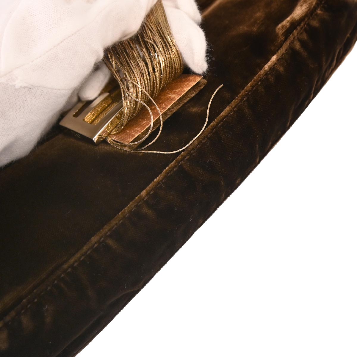 Fendi Brown Velvet Baguette Handbag