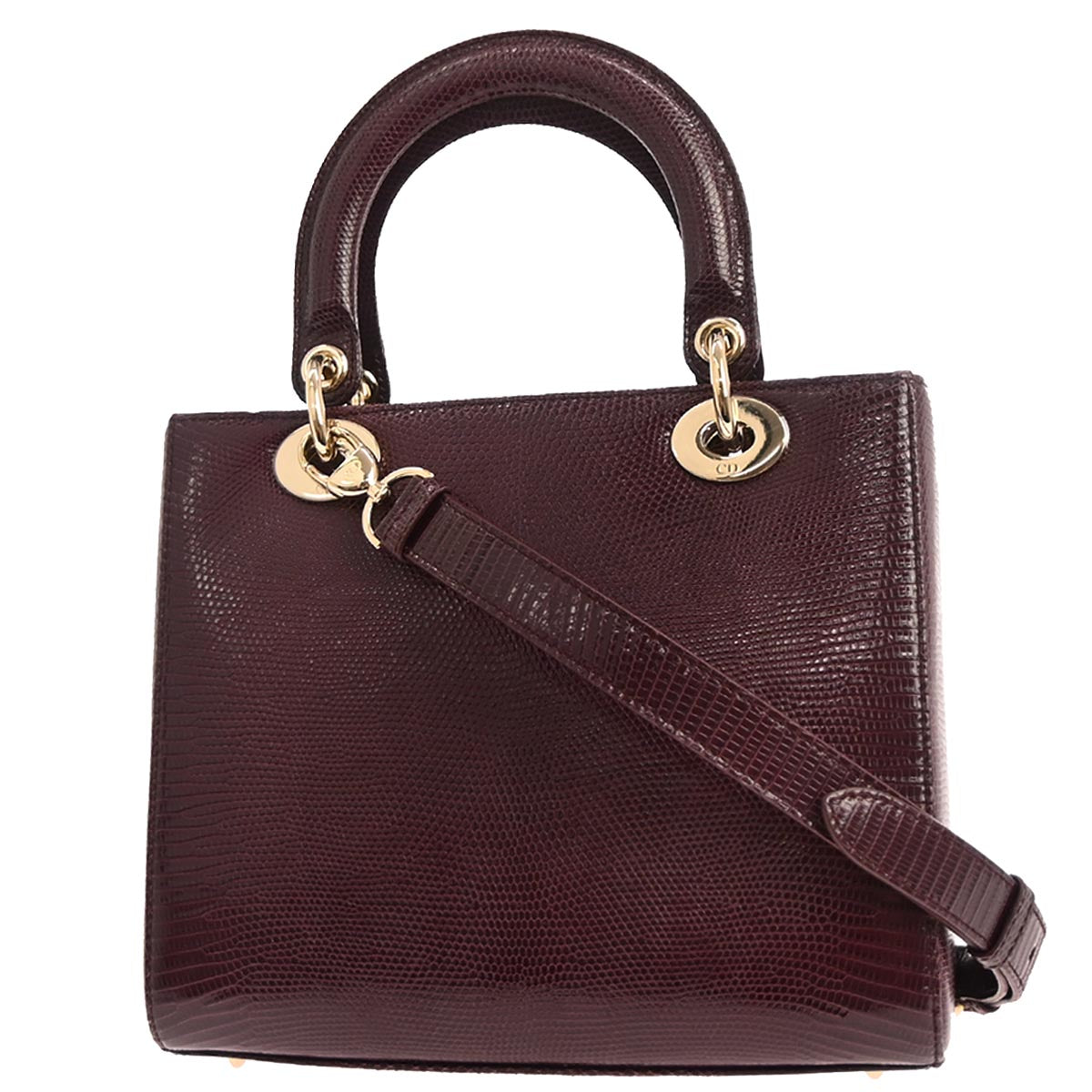 Christian Dior *Purple Lizard Medium Lady Dior 2way Shoulder Handbag